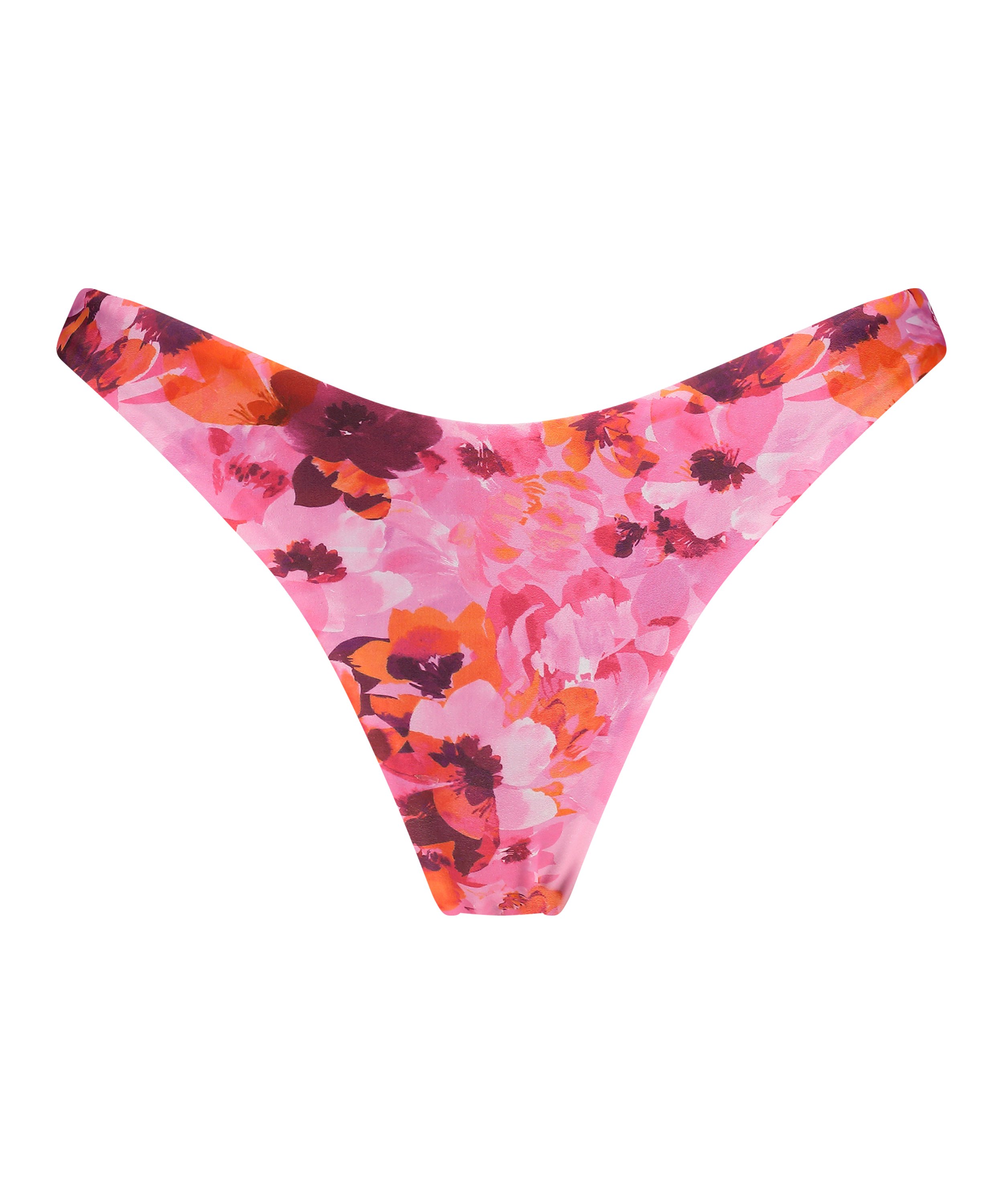 Bikini Slip mit hohem Beinausschnitt Floral, Rosa, main