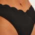 Hoch ausgeschnittener Bikini-Slip Scallop, Schwarz