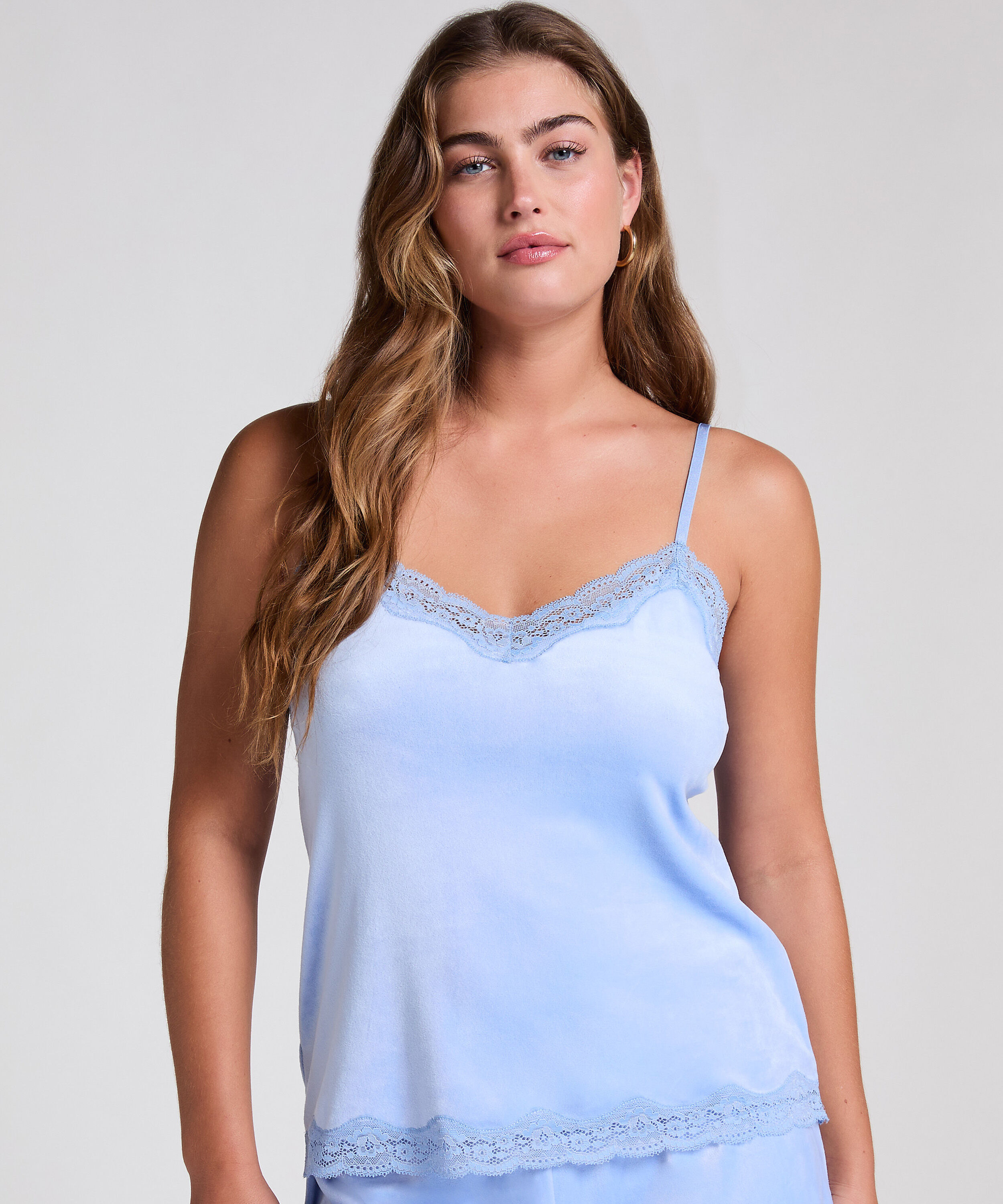 Cami Top Velours Lace, Blau Cami Top Velours Lace, Blau
