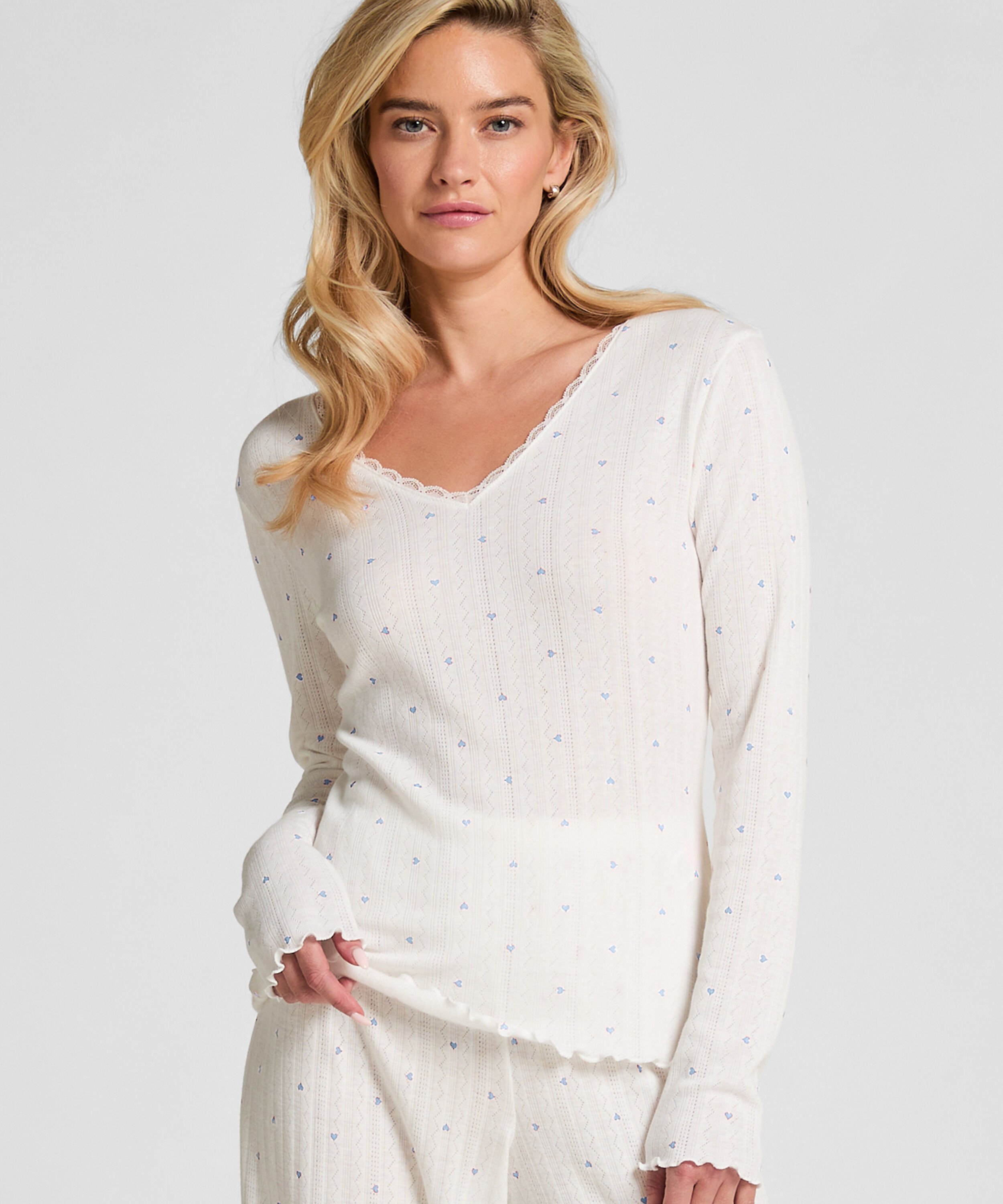 Pyjamatop Pointelle, Blau