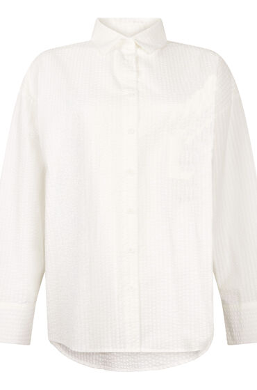 Thumbnail - Hunkemöller Pyjama-Top Baumwolle Seersucker Weiß