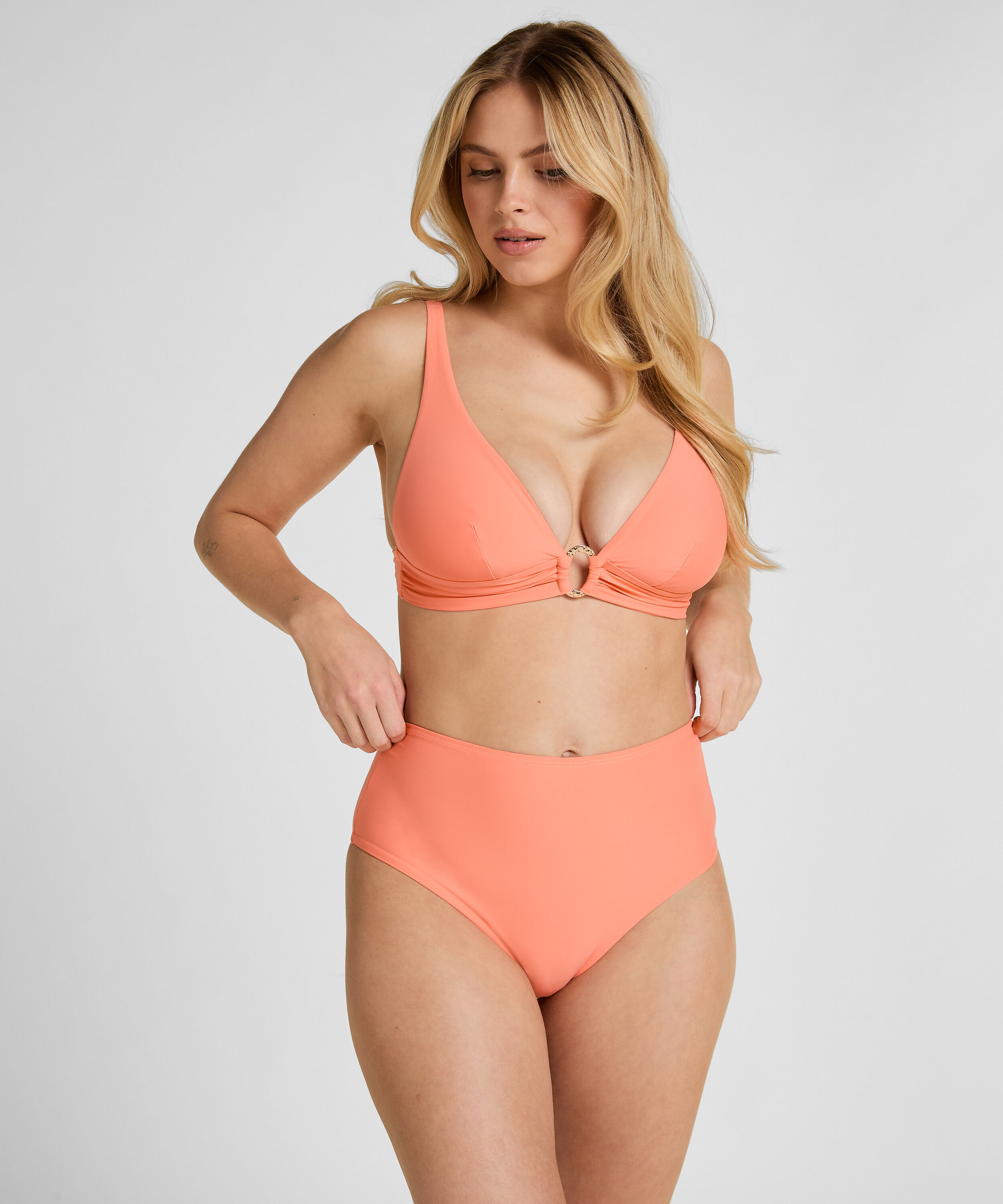 High-Waisted Formende Bikinihose Luxe, Orange