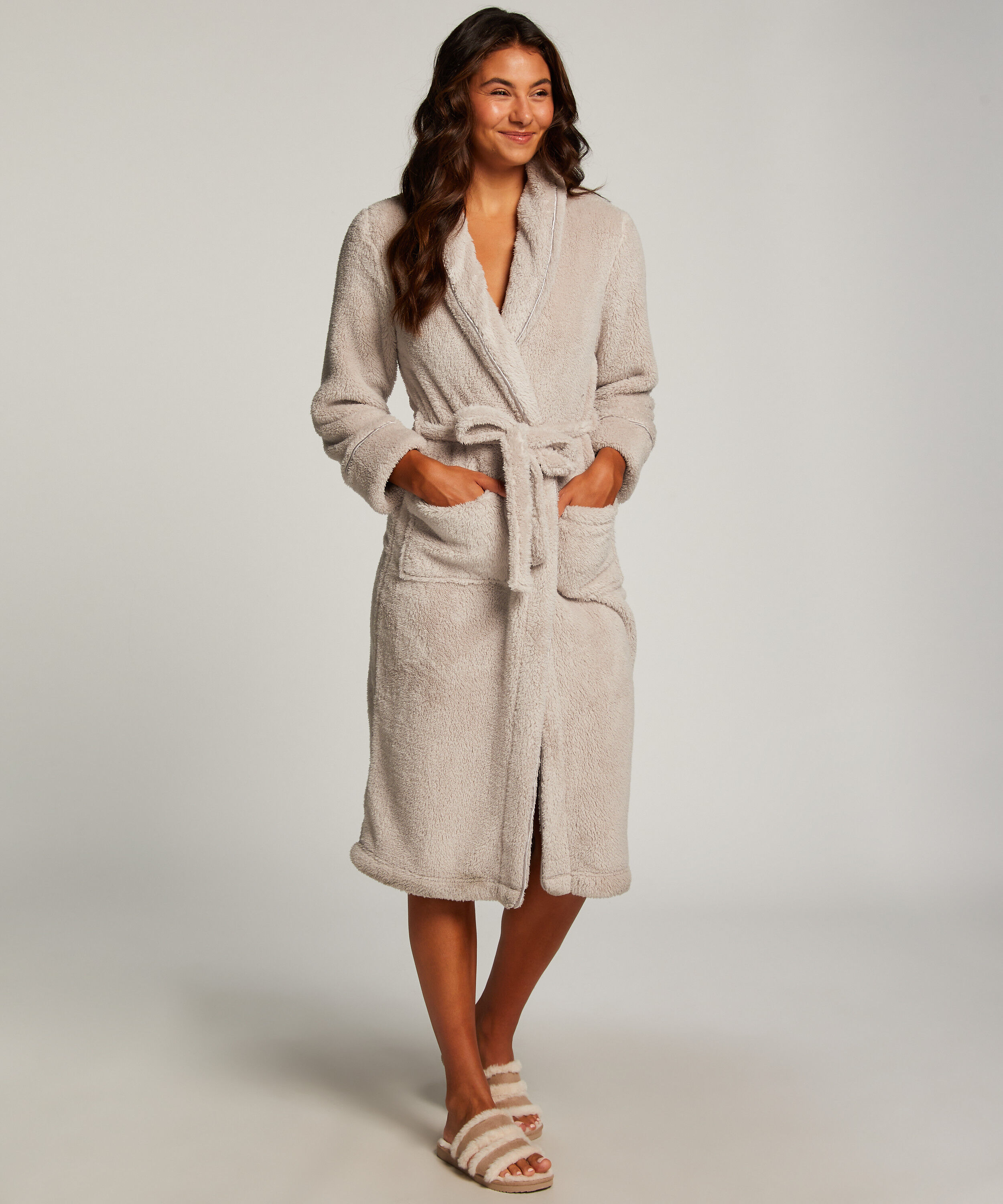 Bademantel Fleece, Braun