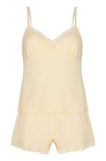 Thumbnail - Hunkemöller Pyjama Set Jersey Spitze Gelb