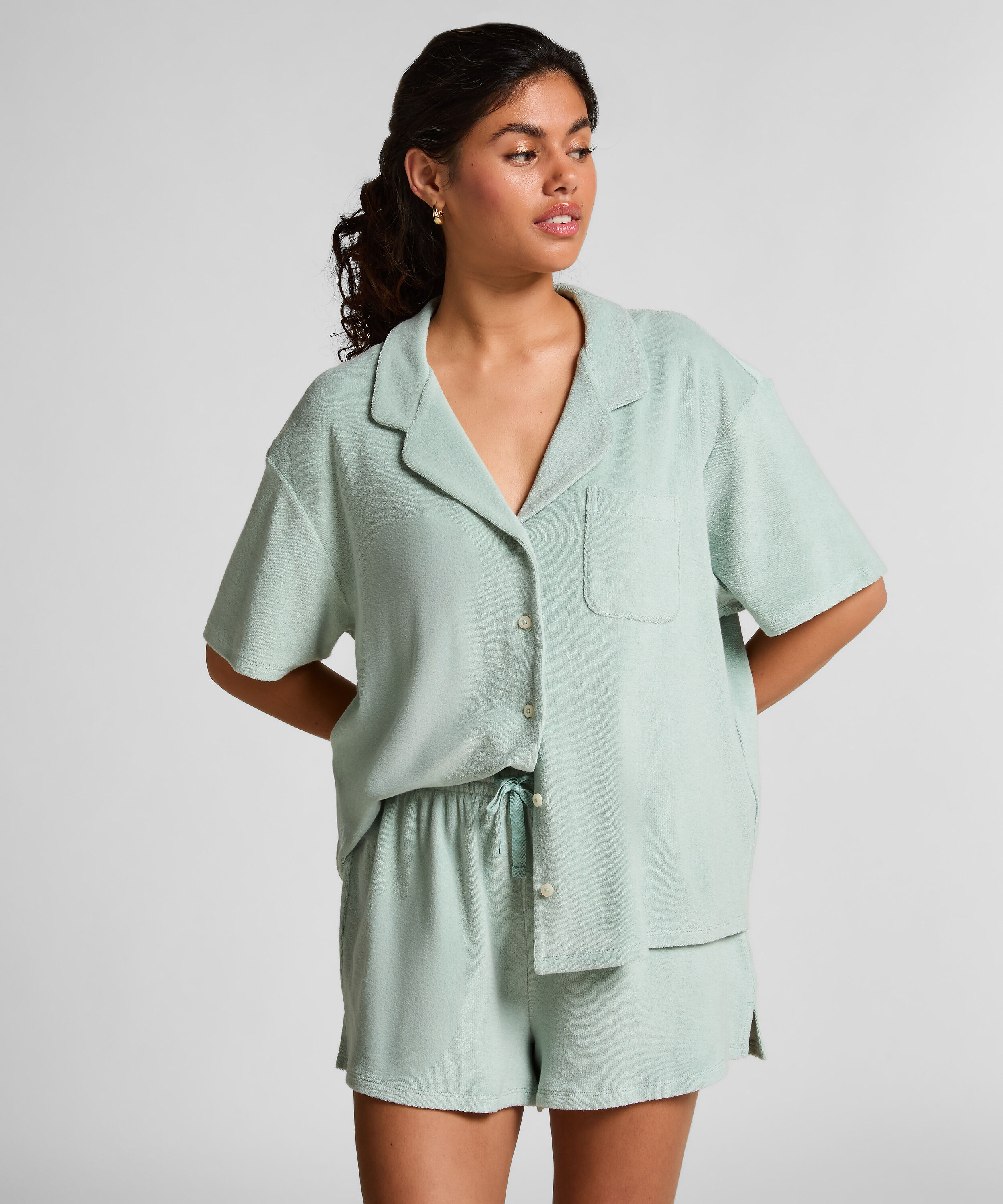 Shorts mit Handtuch-Textur, Grün Shorts mit Handtuch-Textur, Grün