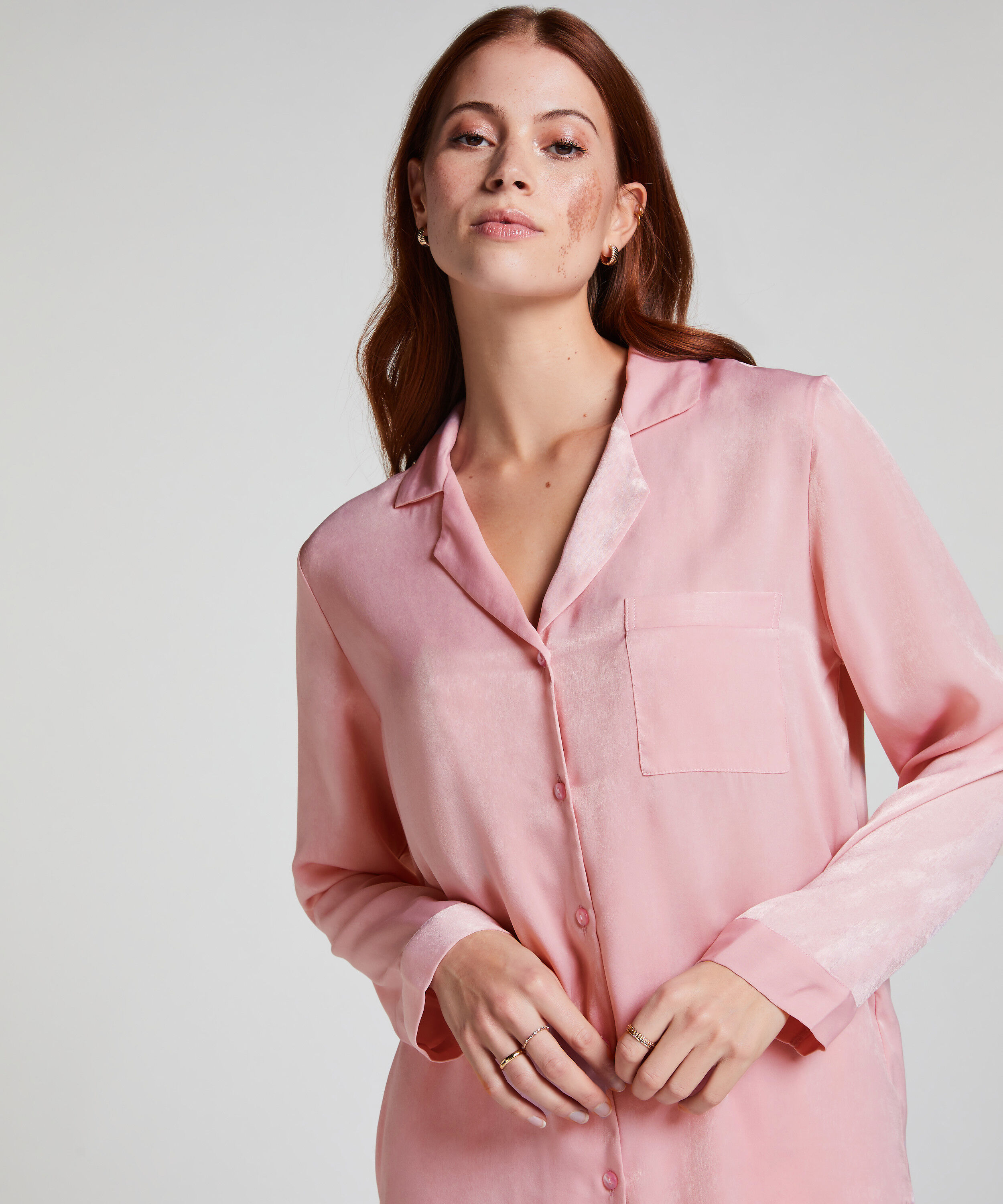 Langarmjacke Satin, Rosa