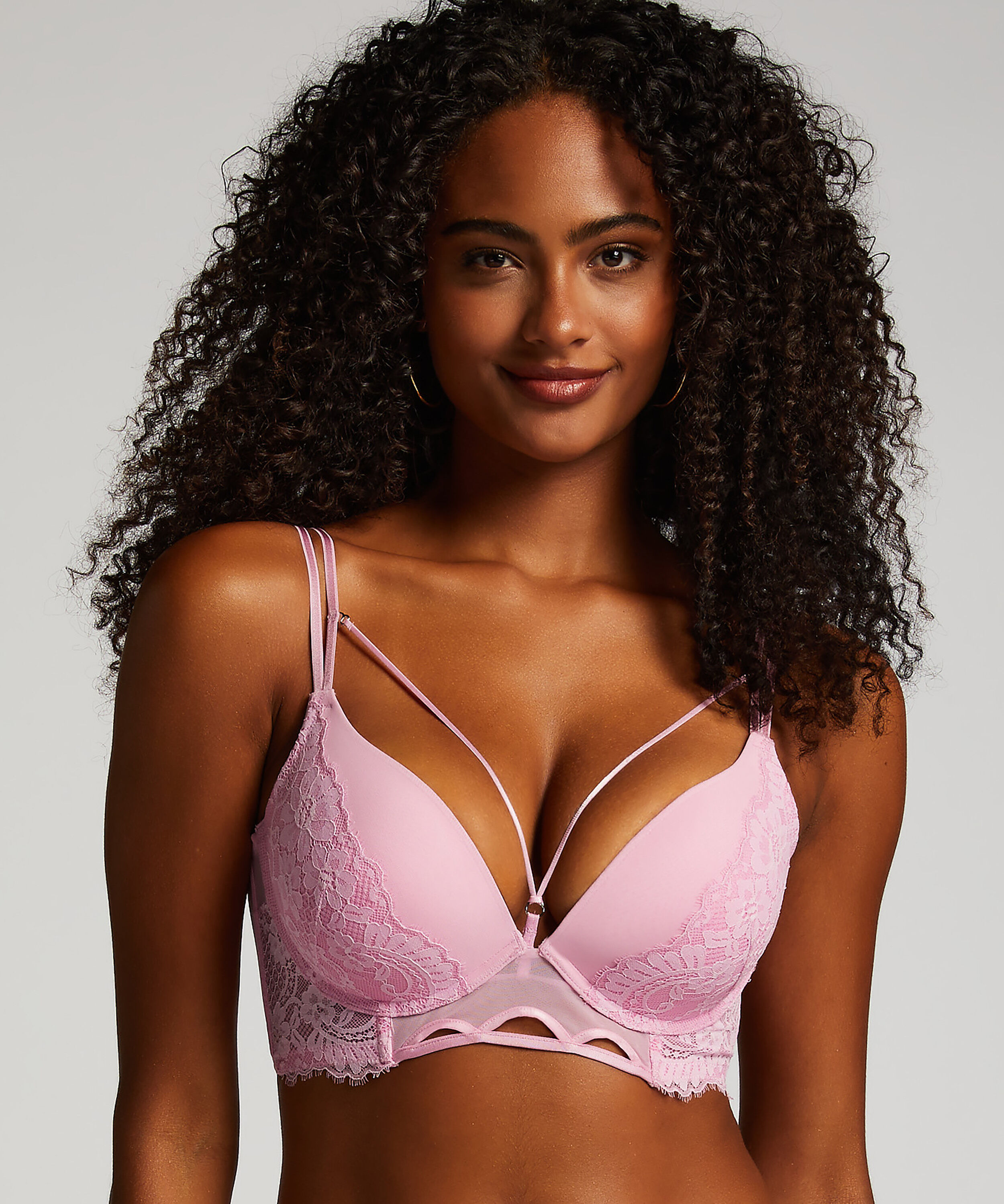 Wattierter Longline-Push-up-Bügel-BH Lidia, Rosa