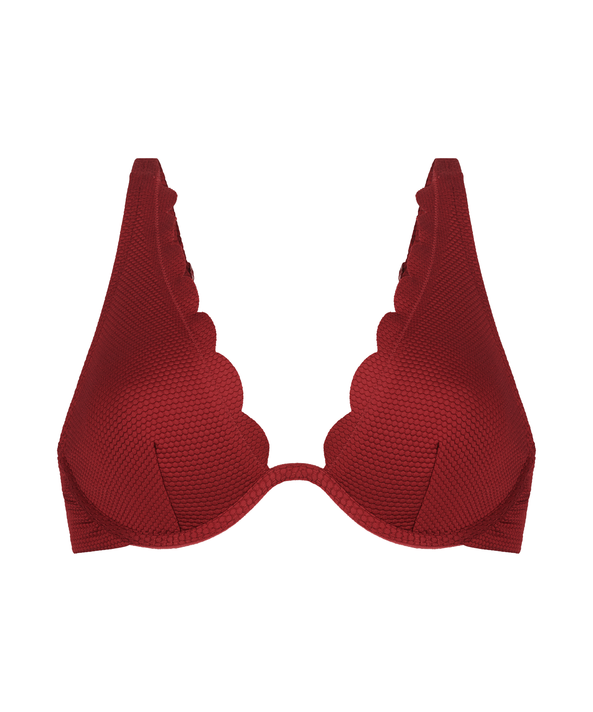 Unwattiertes Bügel-Bikini-Top Scallop, Rot, main