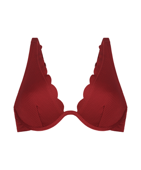 Unwattiertes Bügel-Bikini-Top Scallop, Rot