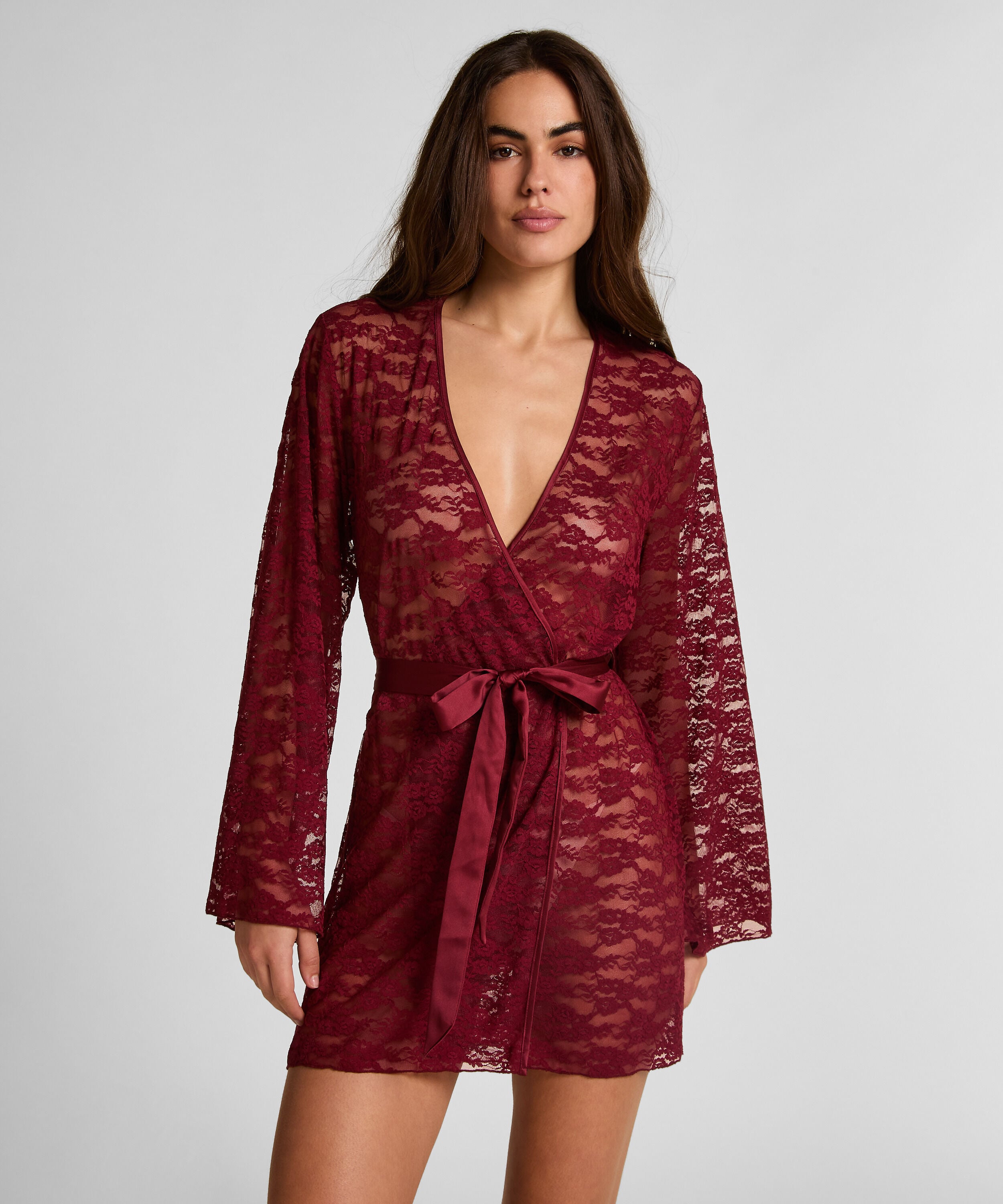 Kimono aus Allover-Spitze, Rot Kimono aus Allover-Spitze, Rot