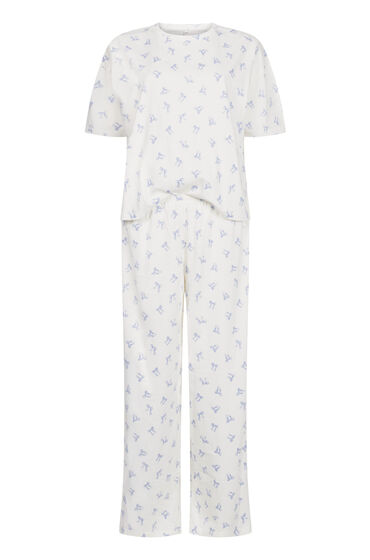 Thumbnail - Hunkemöller Pyjama-Set Baumwolljersey Lang Weiß