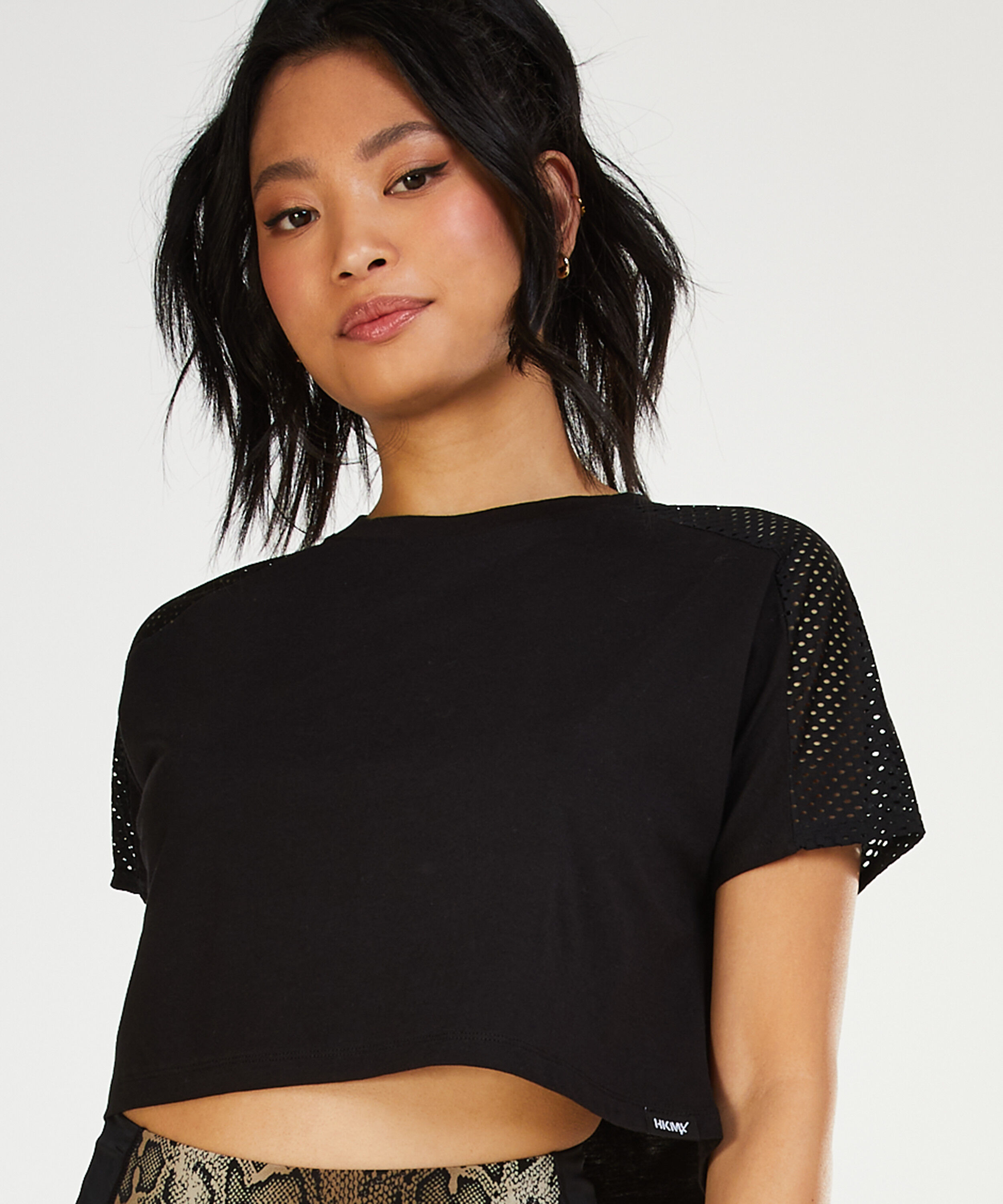 HKMX Crop Top Mesh, Schwarz