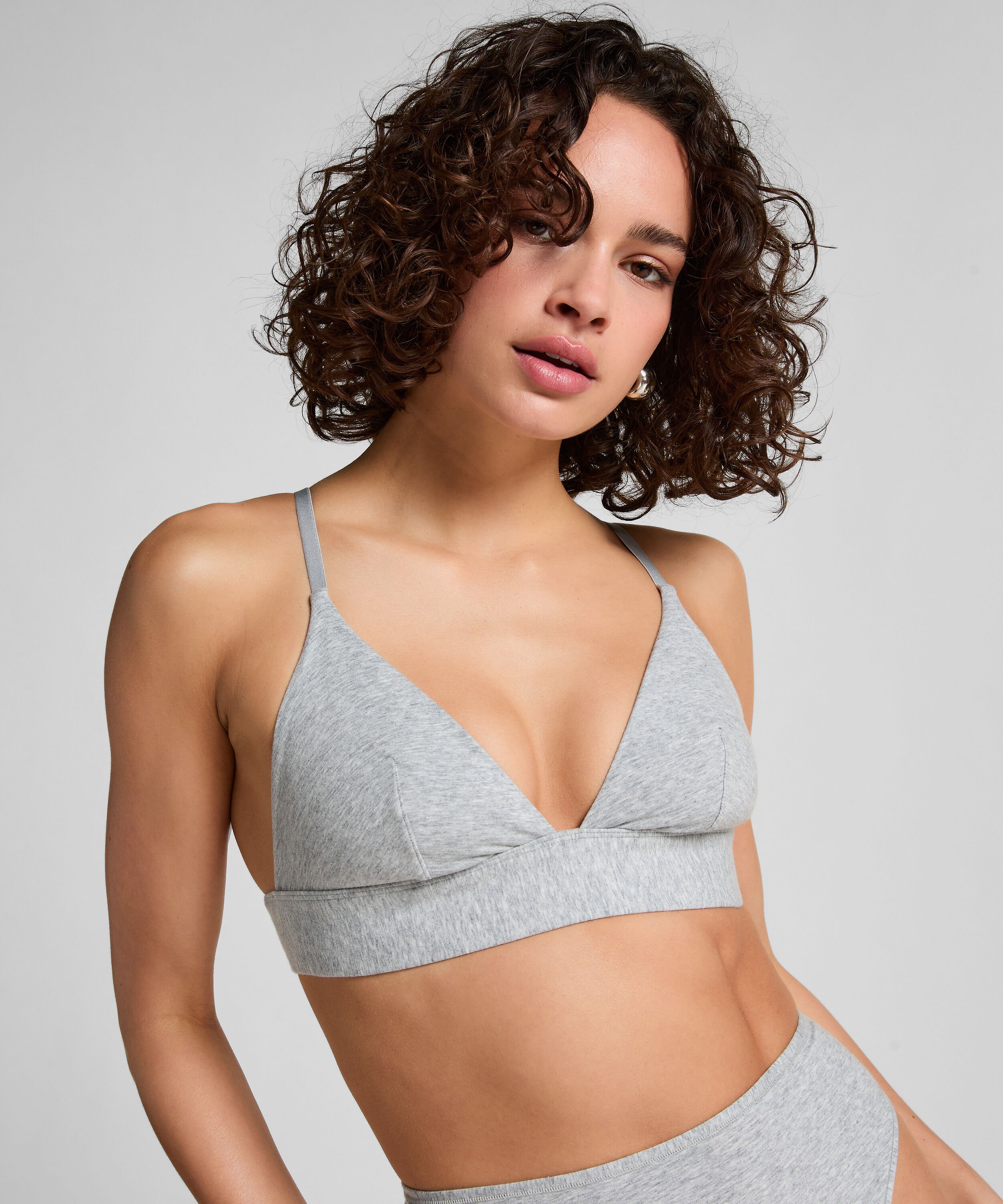 Baumwoll-Bralette, Grau