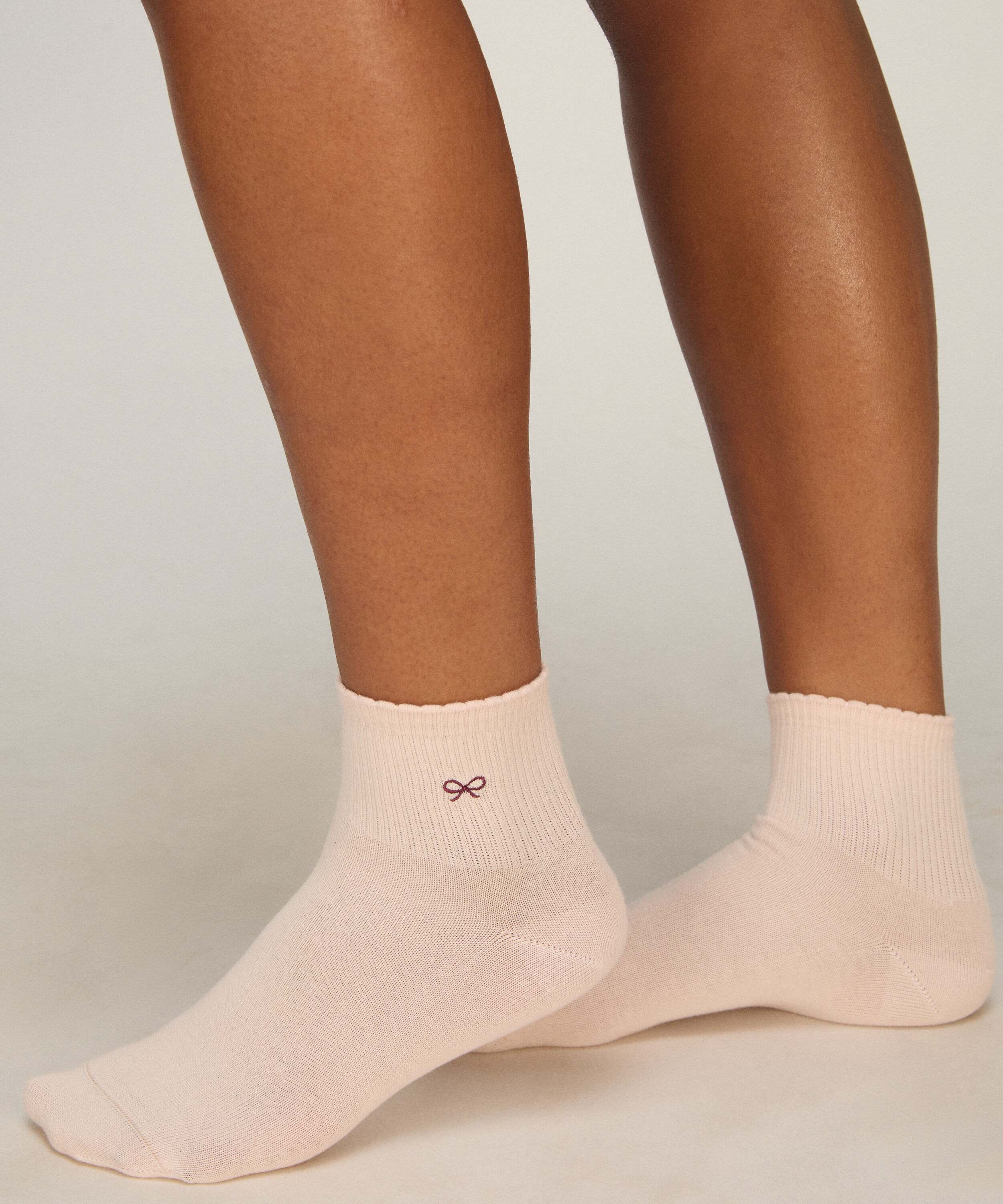 2 Paar Baumwoll-Half-Crew-Socken, Rosa