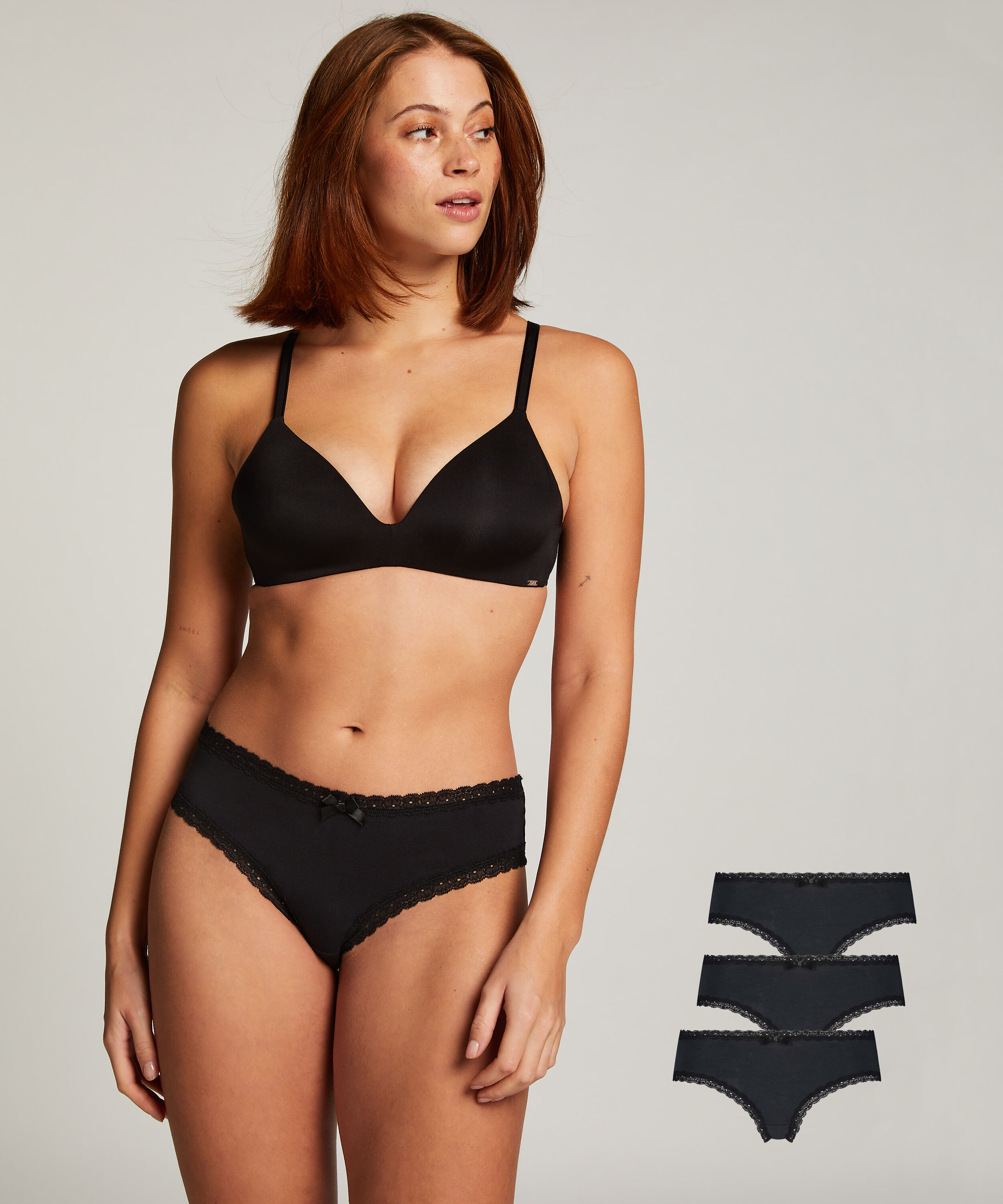 3er-Pack Brazilian-Shorts Baumwolle Georgia, Schwarz