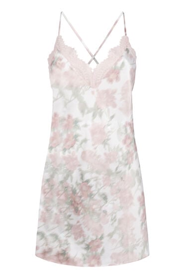 Thumbnail - Hunkemöller Satin-Negligé mit Blumenmuster Weiß