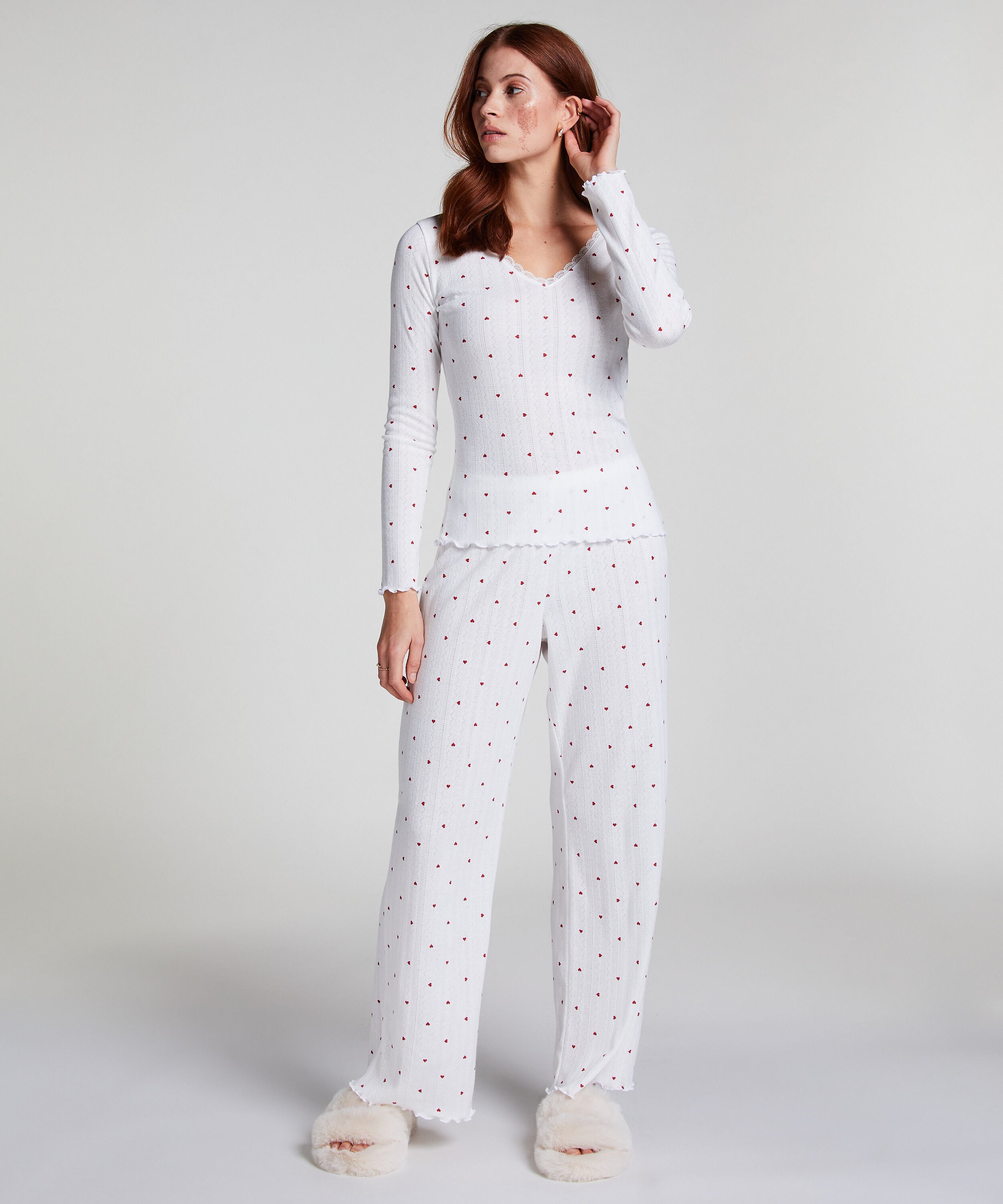 Pyjamahosen Pointelle, Weiß Pyjamahosen Pointelle, Weiß