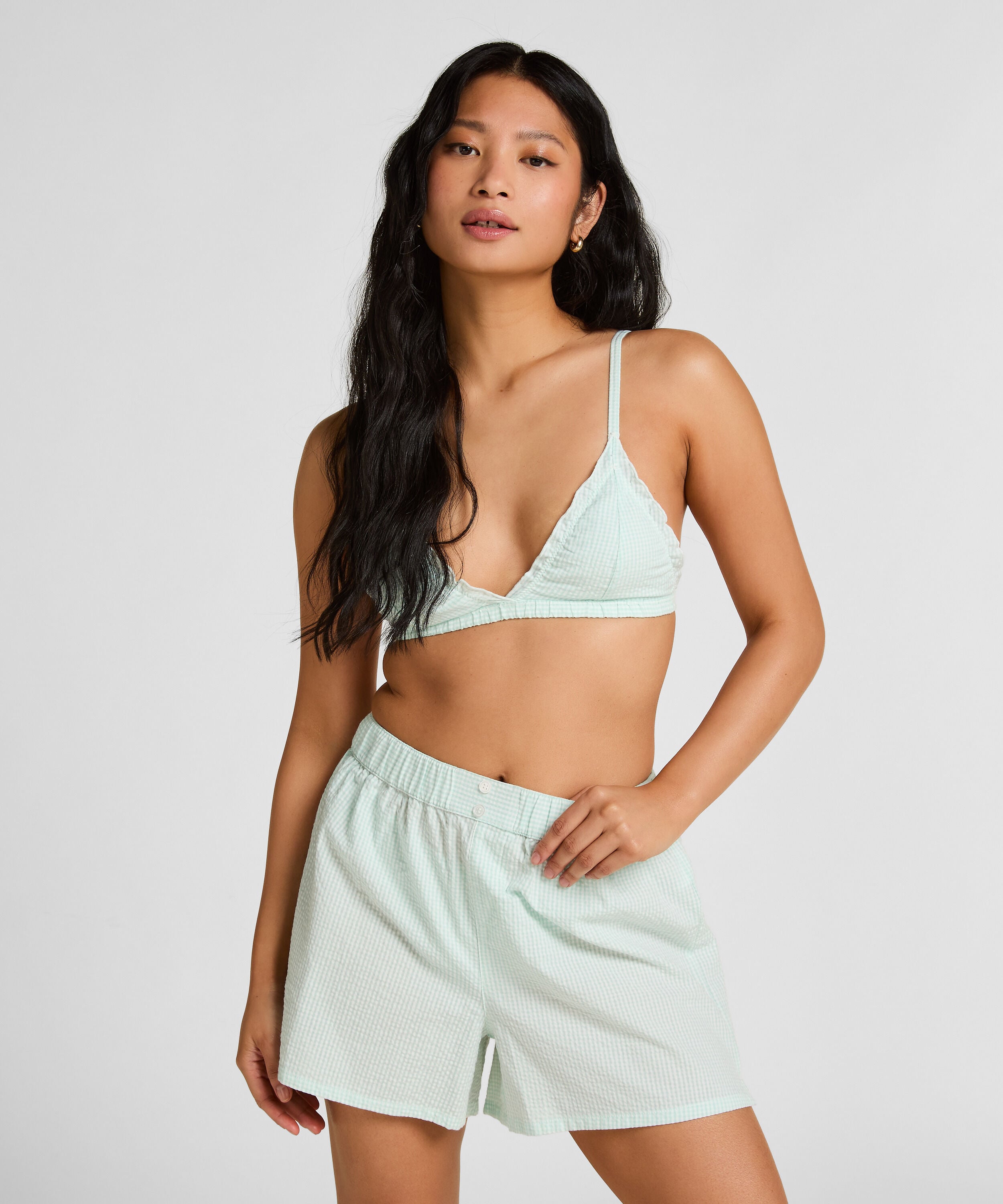Pyjama Short Seersucker, Blau Pyjama Short Seersucker, Blau
