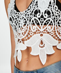 Crochet-Top, Wei&szlig;
