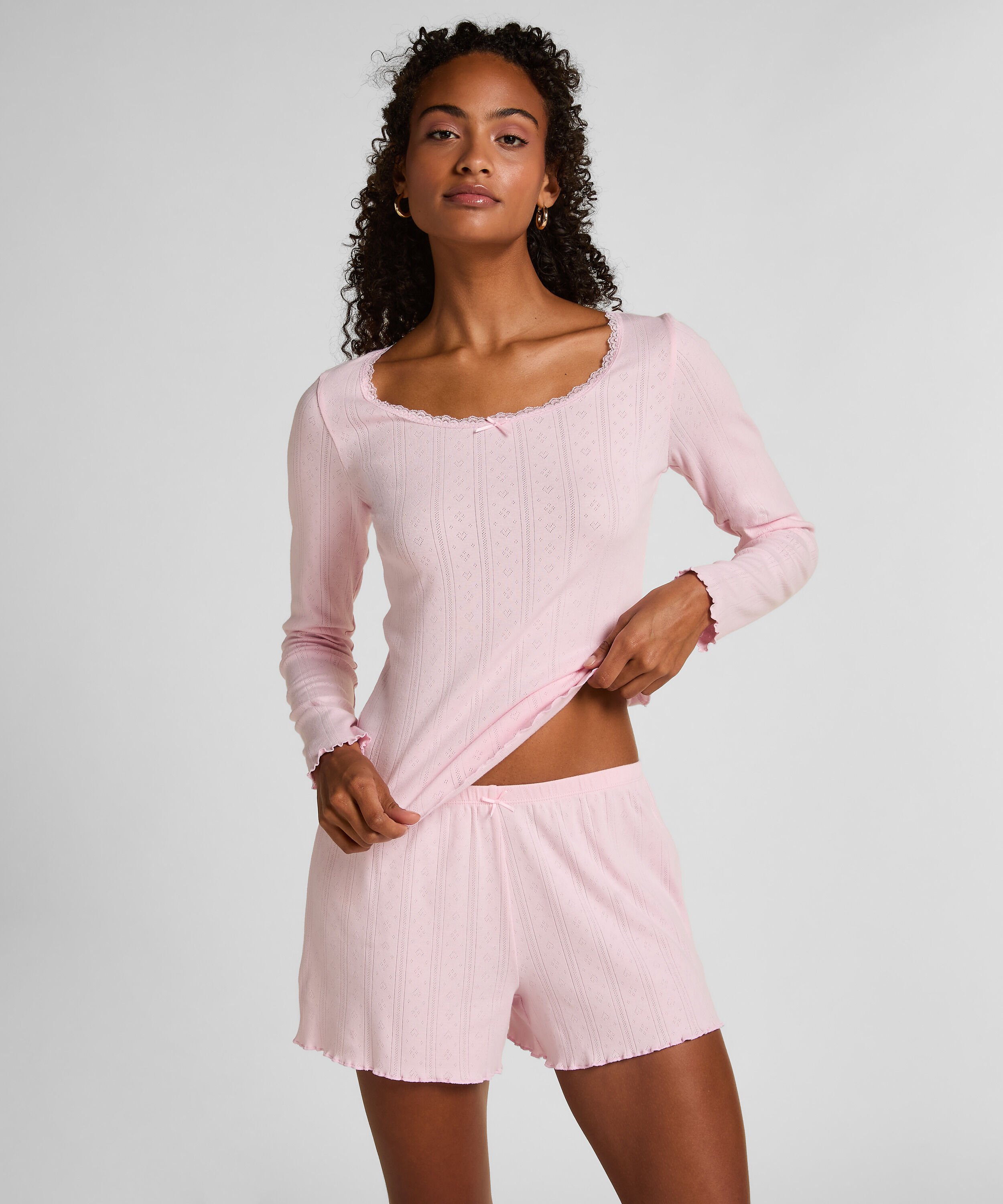 Pointelle-Shorts, Rosa