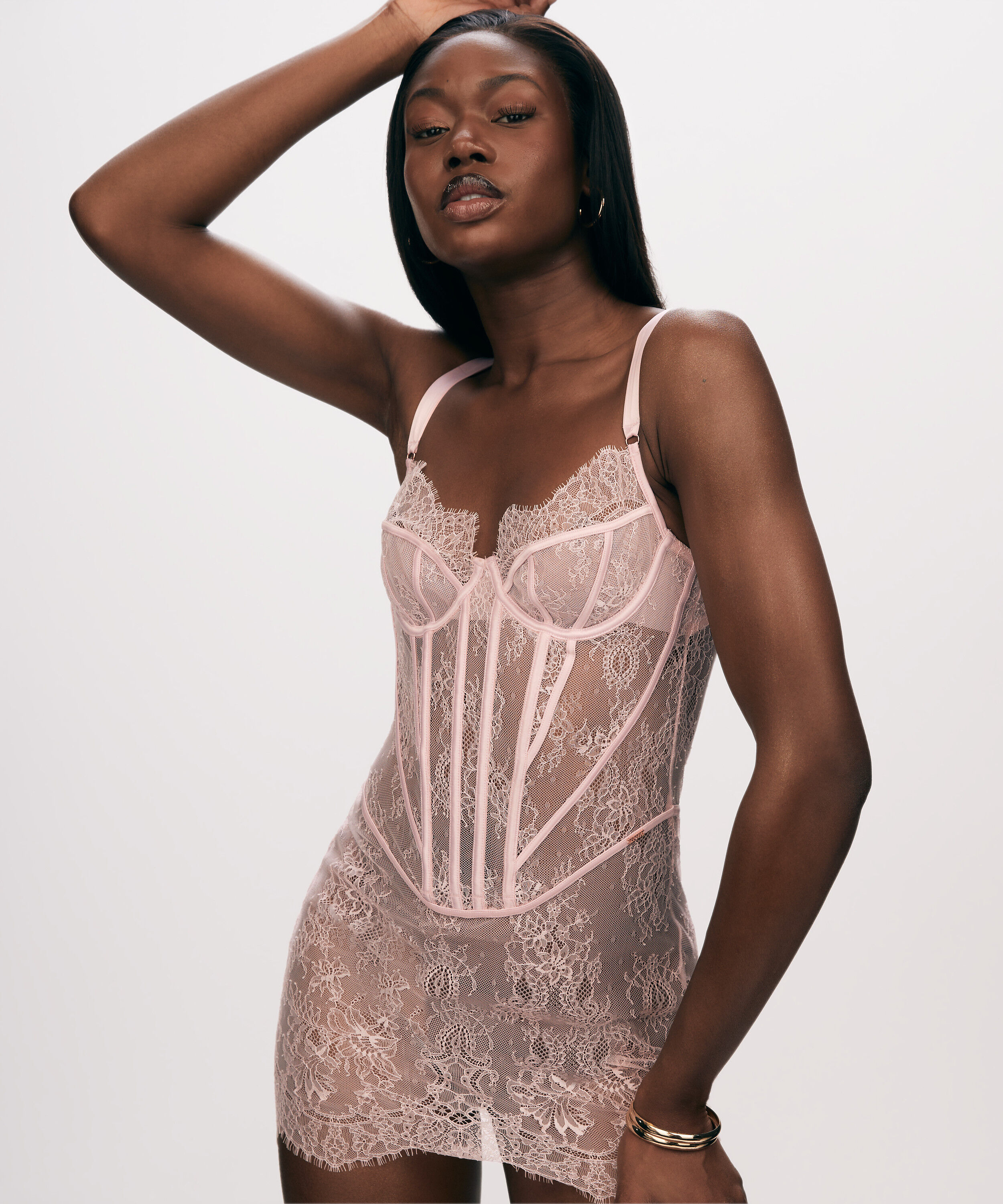 Slipdress Lace Camille, Rosa