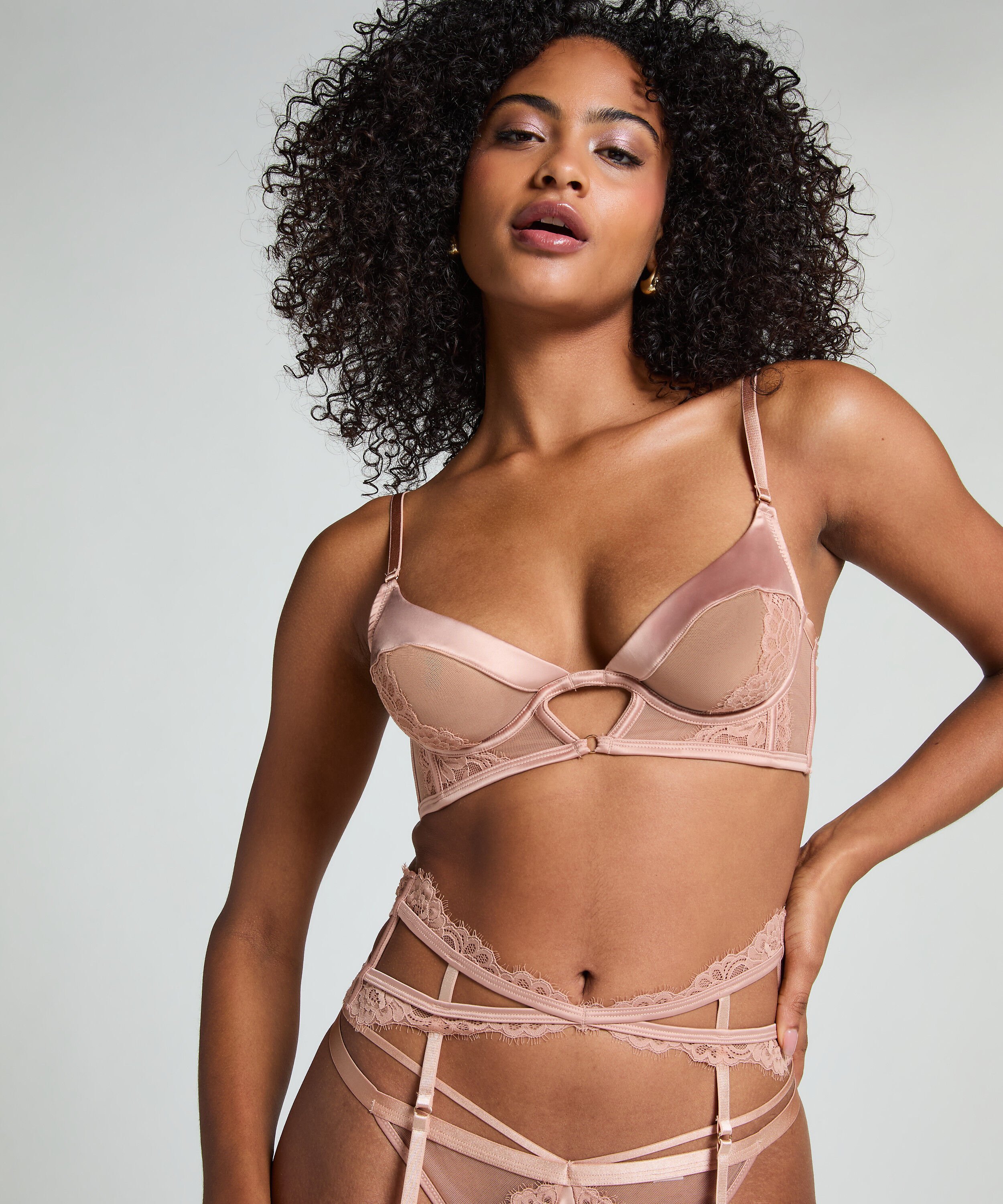 Unwattierter Longline-Bügel-BH Nisha, Beige