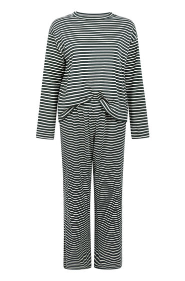 Thumbnail - Hunkemöller Pyjamaset Baumwolljersey Grün