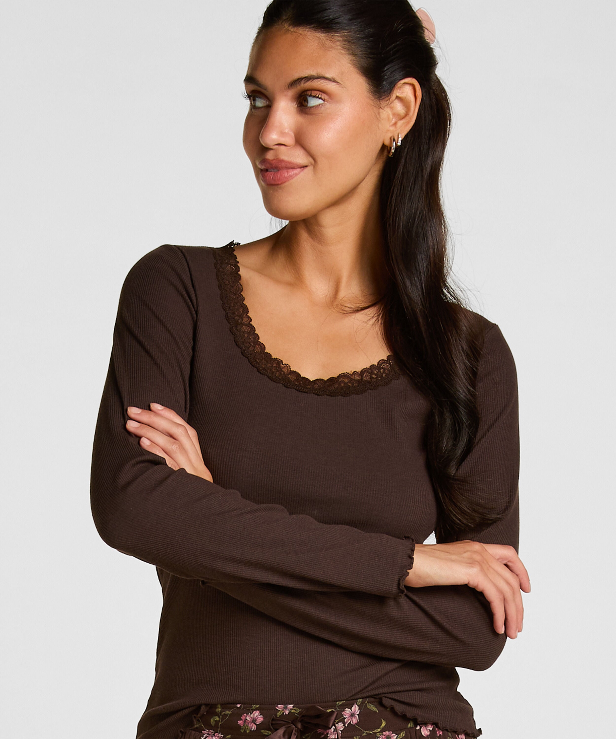 Jersey Top mit Spitze