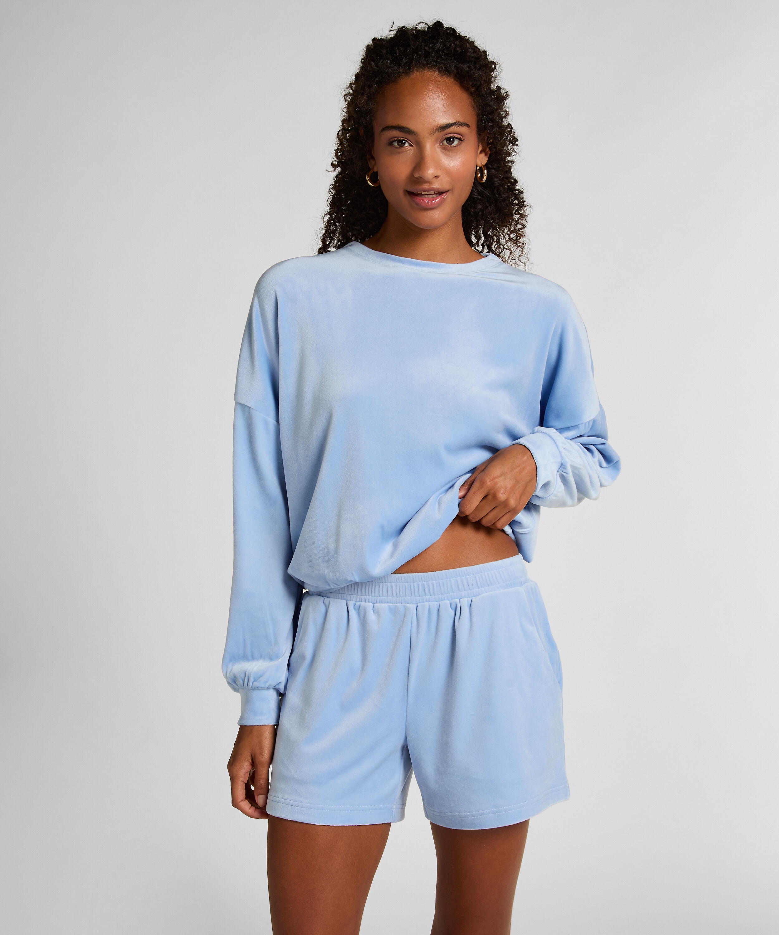 Shorts Velours Pocket, Blau Shorts Velours Pocket, Blau