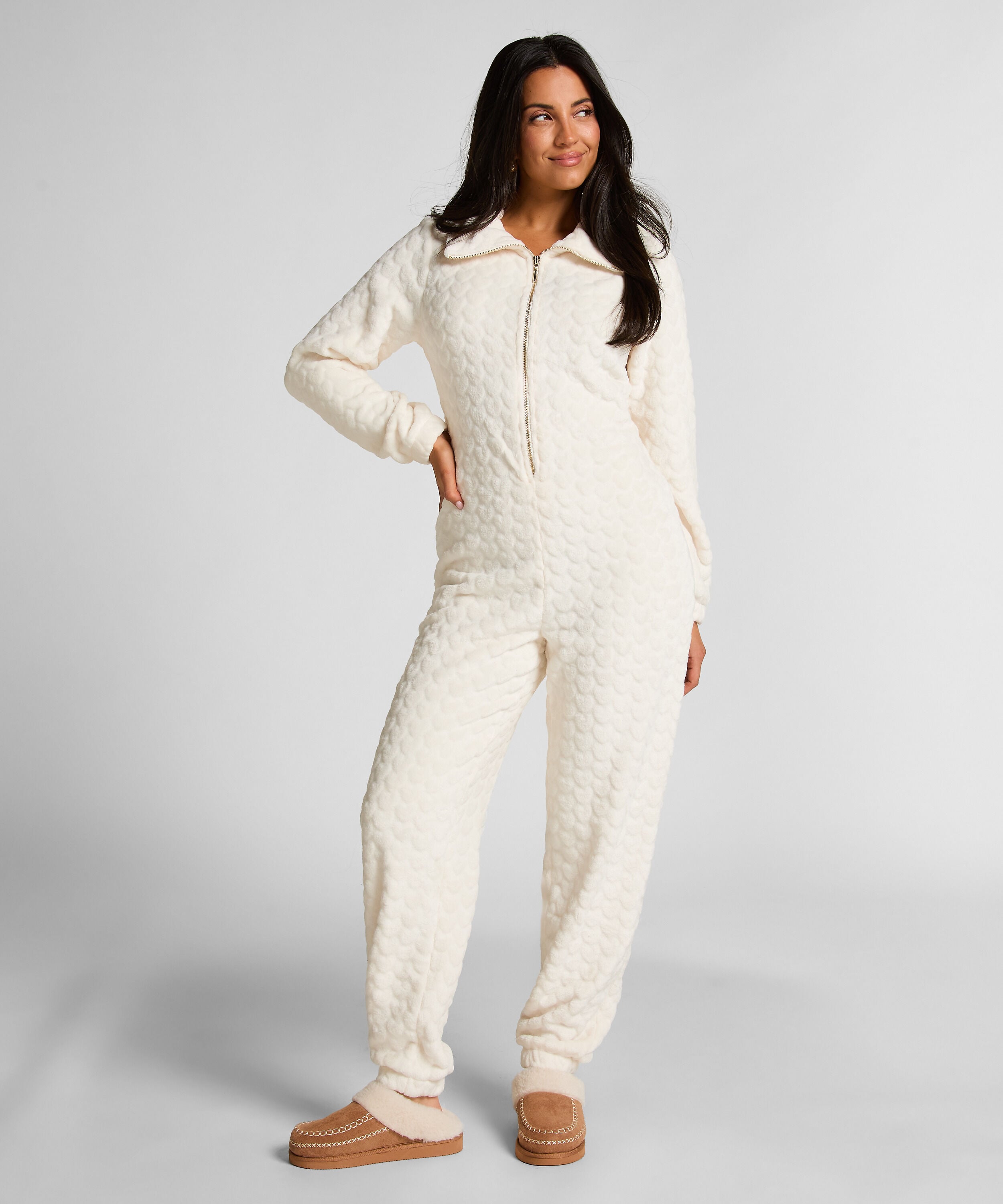 Onesie Cable mit Reißverschluss, Weiß Onesie Cable mit Reißverschluss, Weiß