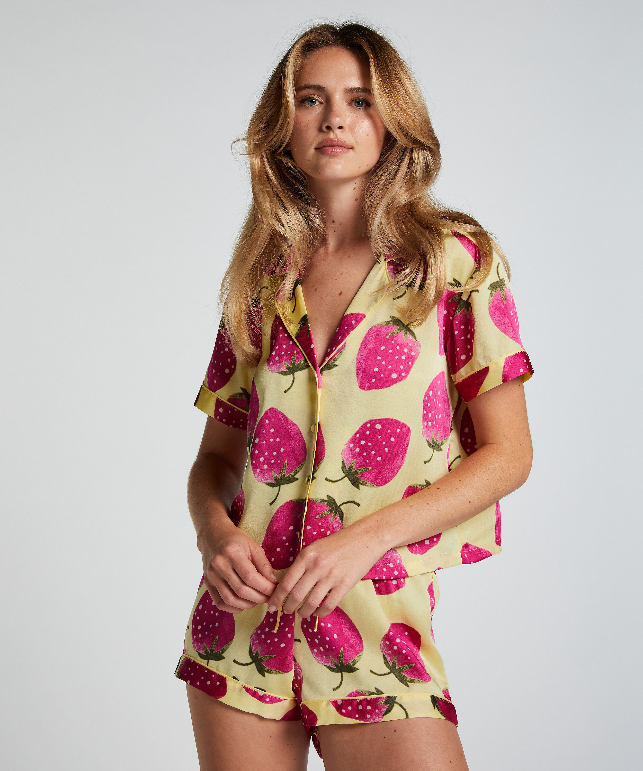 Pyjama-Shorts Satin, Gelb