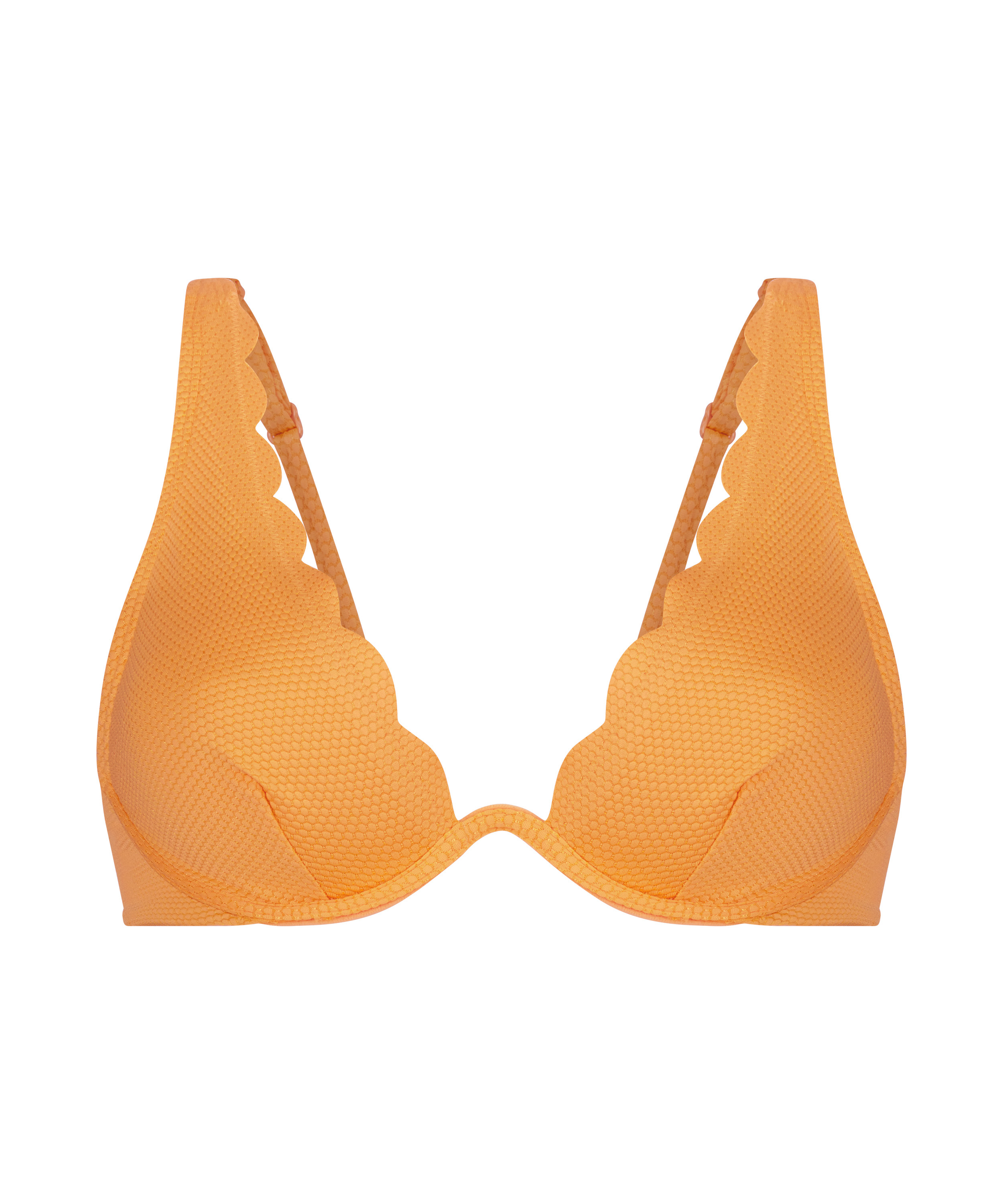 Unwattiertes Bügel-Bikini-Top Scallop, Orange, main