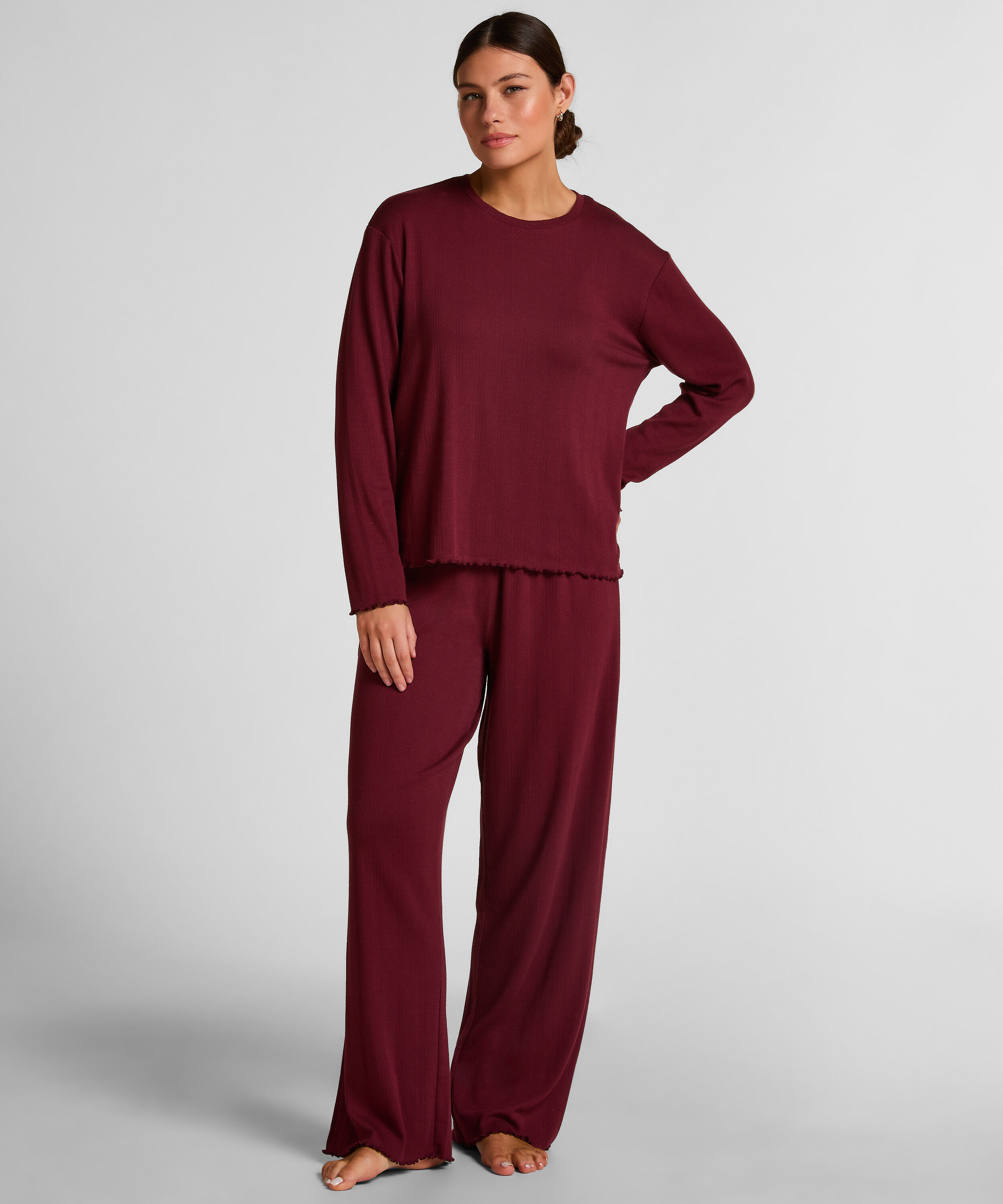 Pyjama Hose Loose Pointelle, Rot