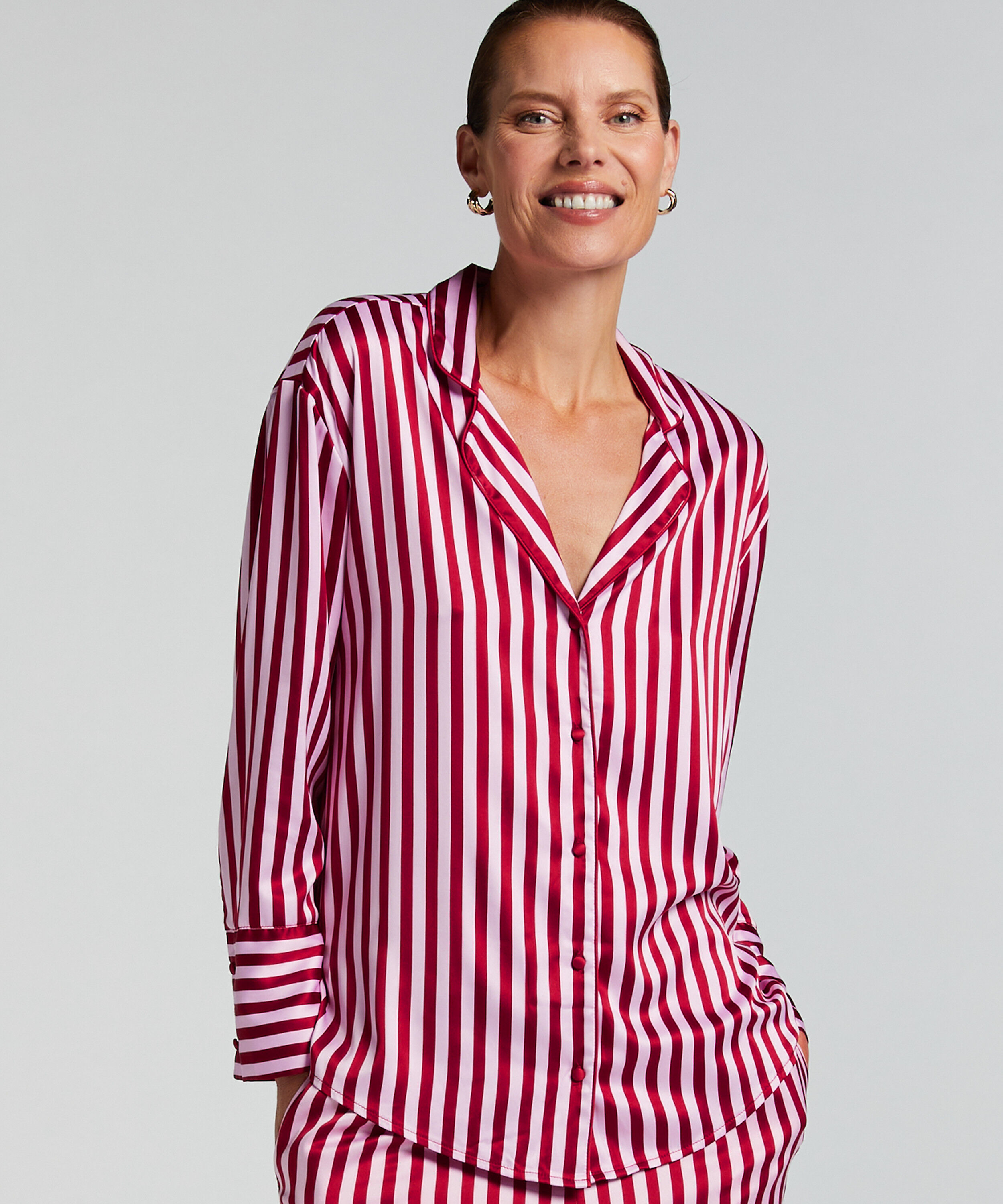 Langarmjacke Satin, Rosa
