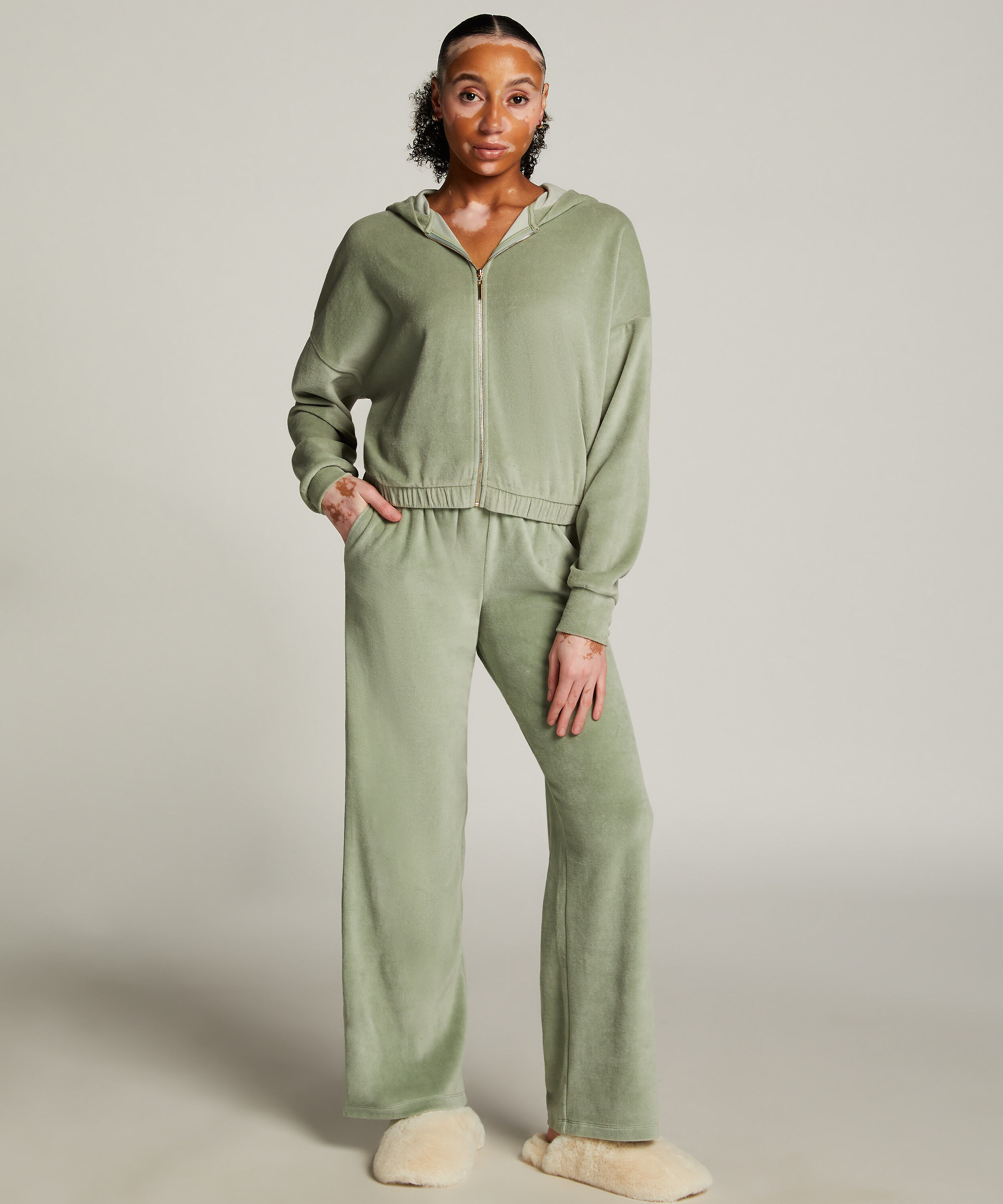 Pyjamahose aus Samt, Grün Pyjamahose aus Samt, Grün