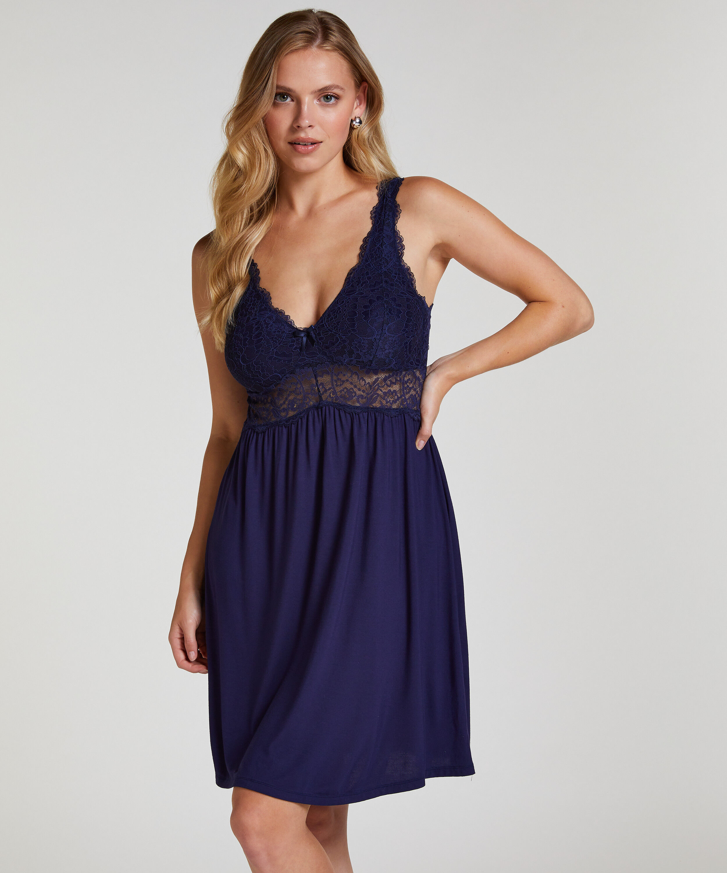 Slipdress Nora Lace, Blau