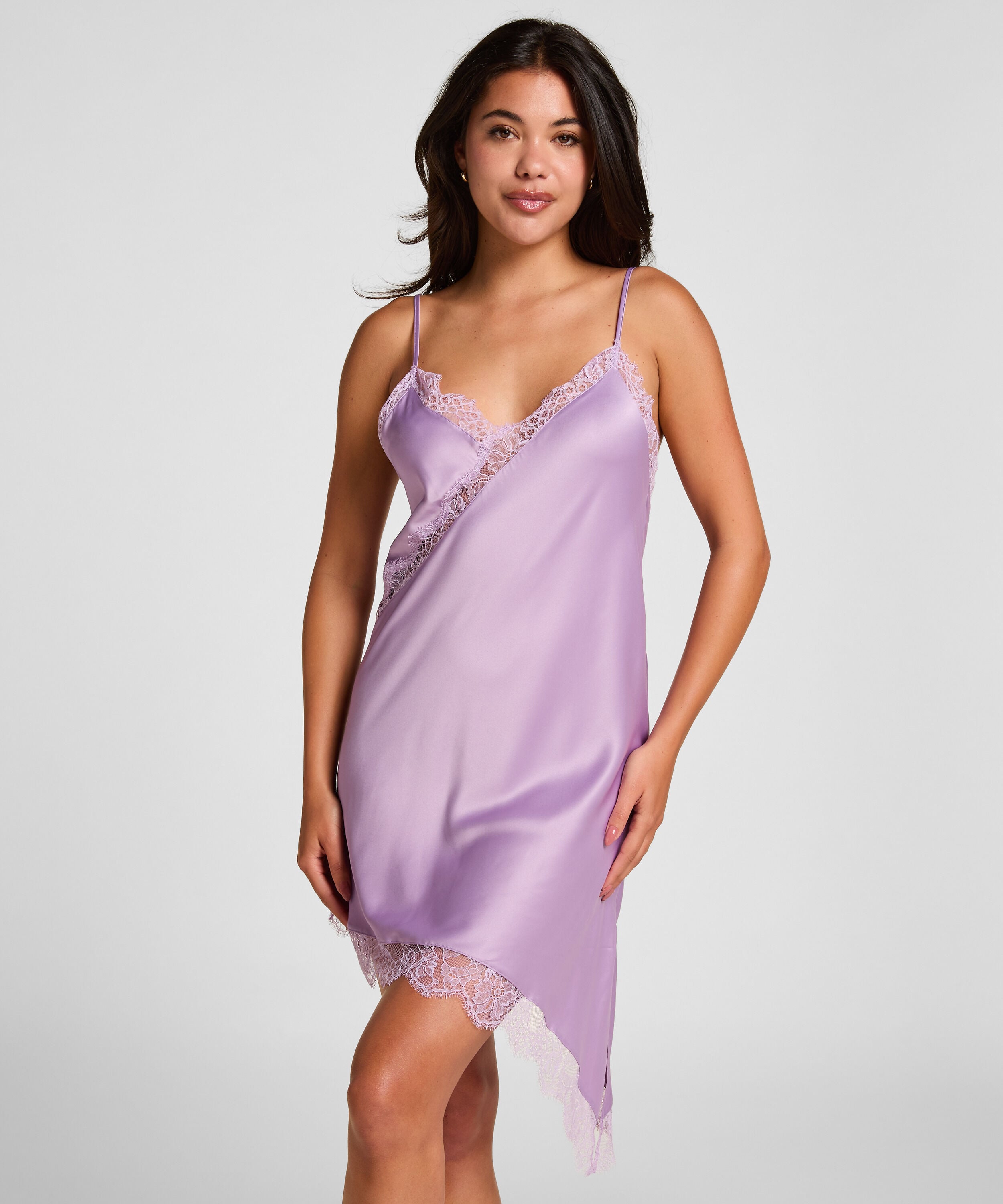 Slipdress Asymmetric, Lila Slipdress Asymmetric, Lila