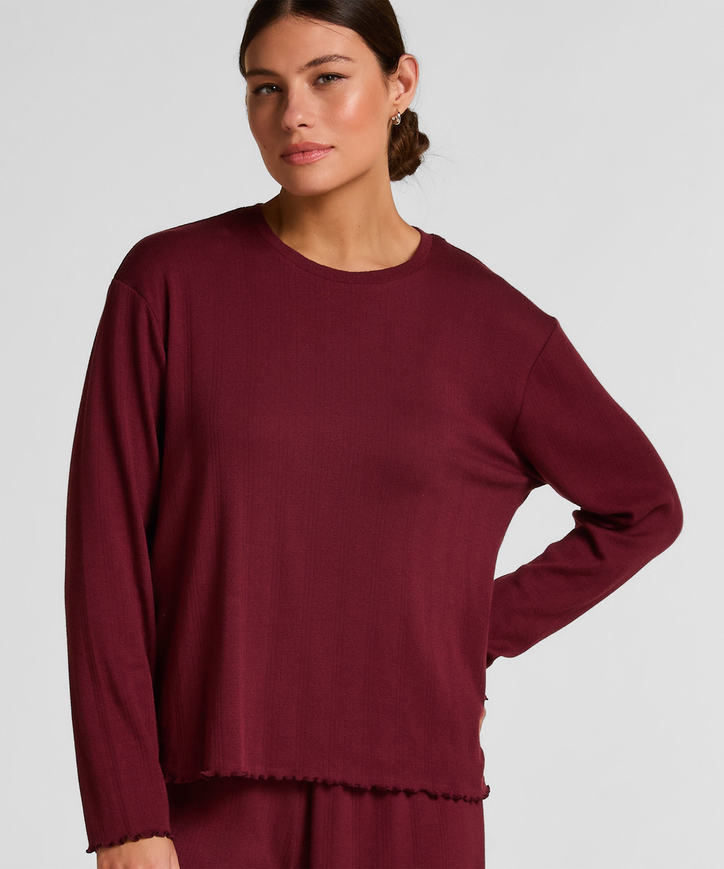 Pyjama Top Loose Pointelle, Rot Pyjama Top Loose Pointelle, Rot