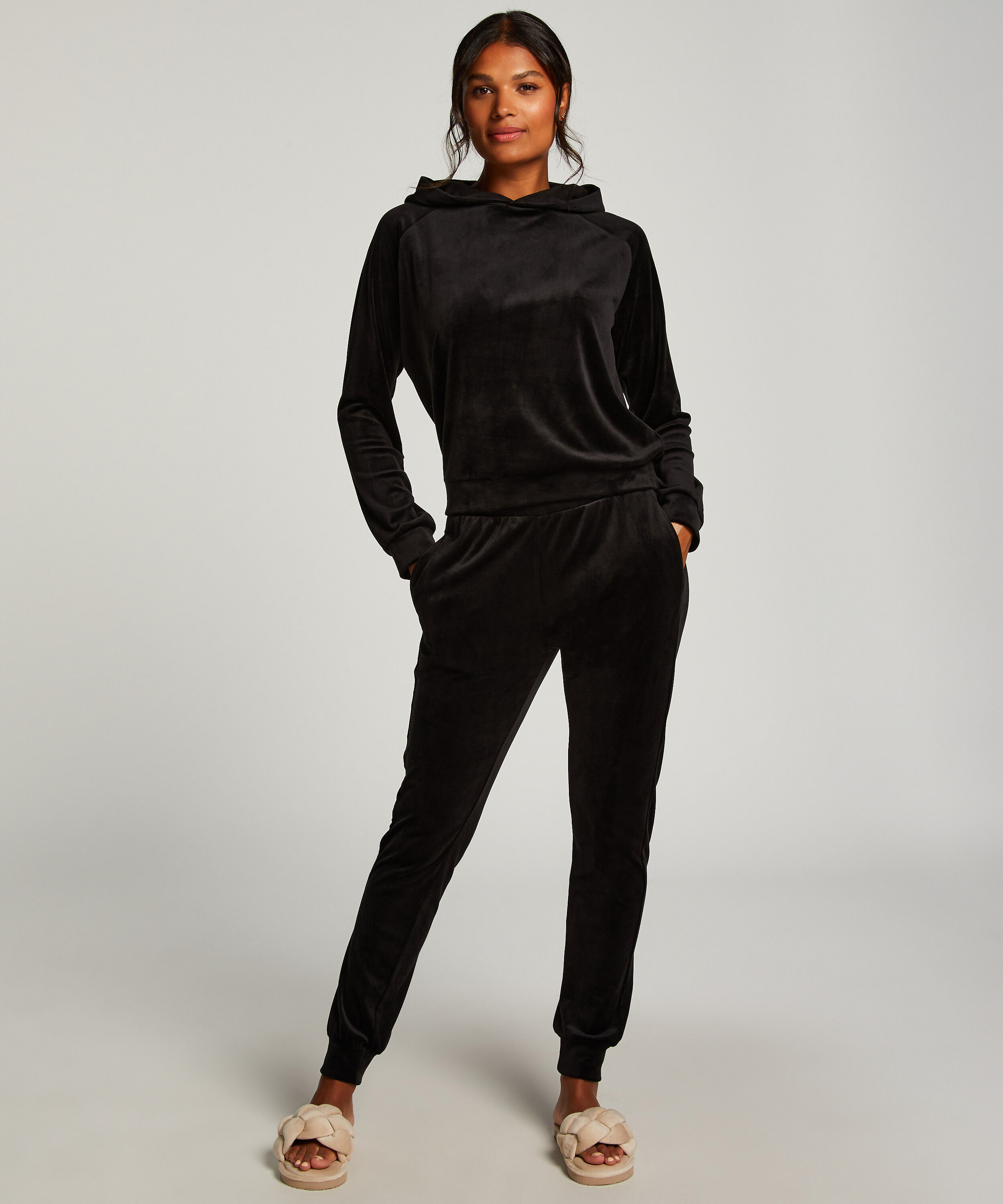 Tall Jogginghose Velours, Schwarz Tall Jogginghose Velours, Schwarz