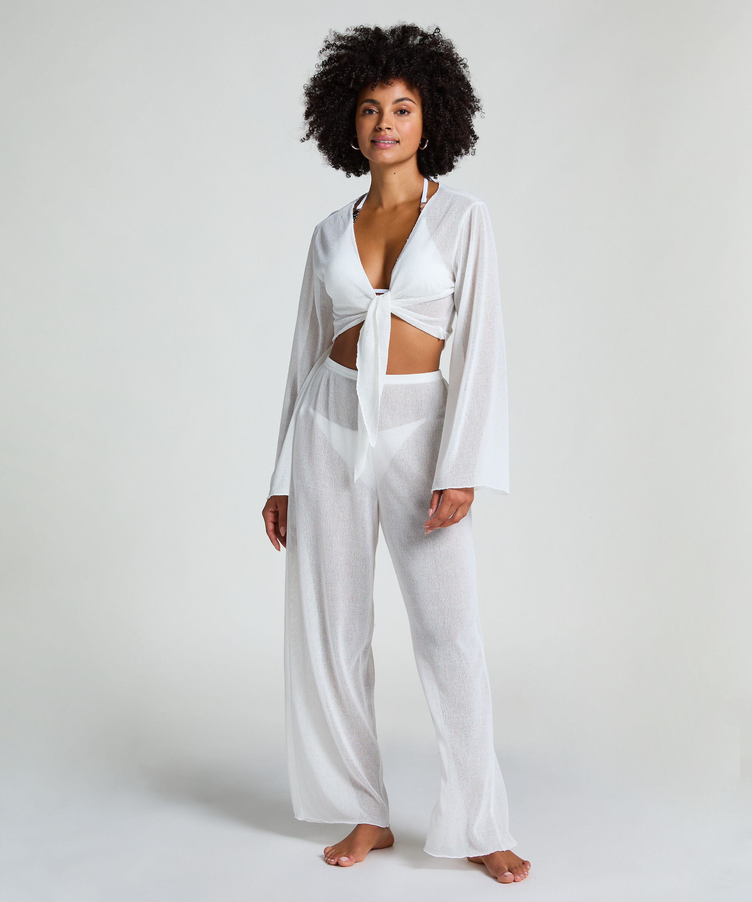 Strand-Strickhose, Weiß