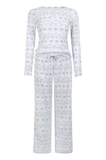 Thumbnail - Hunkemöller Pyjamaset Jersey Fairisle Blau