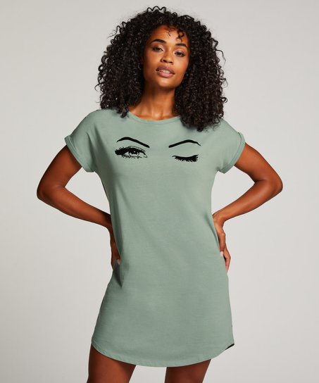 Hunkemöller Nachthemd Damen - Bequemes Baumwoll Nachthemd, Knielang Mit Rundhalsausschnitt