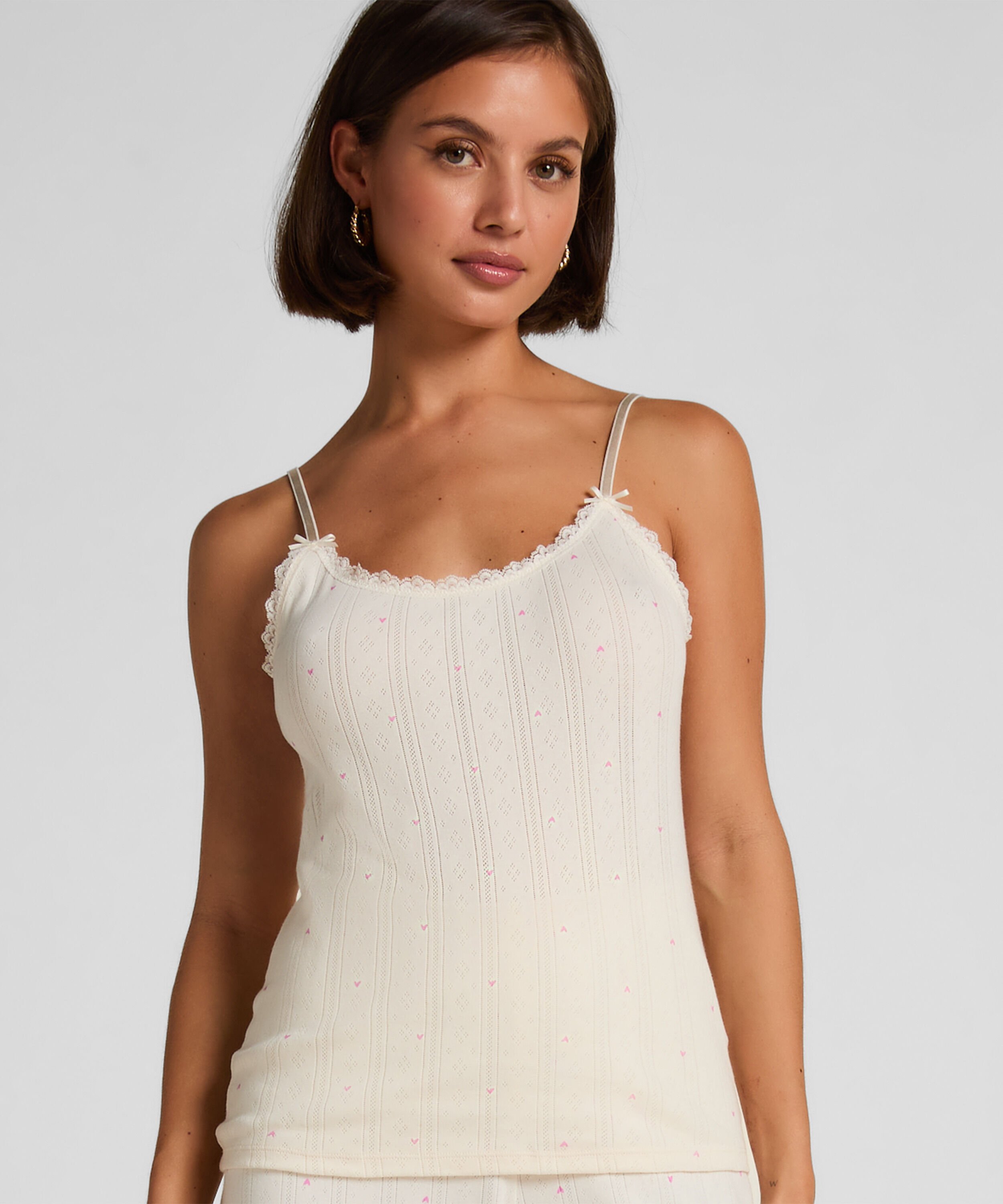 Pointelle-Camisole, Weiß