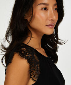 Singlet Jersey Lace, Schwarz