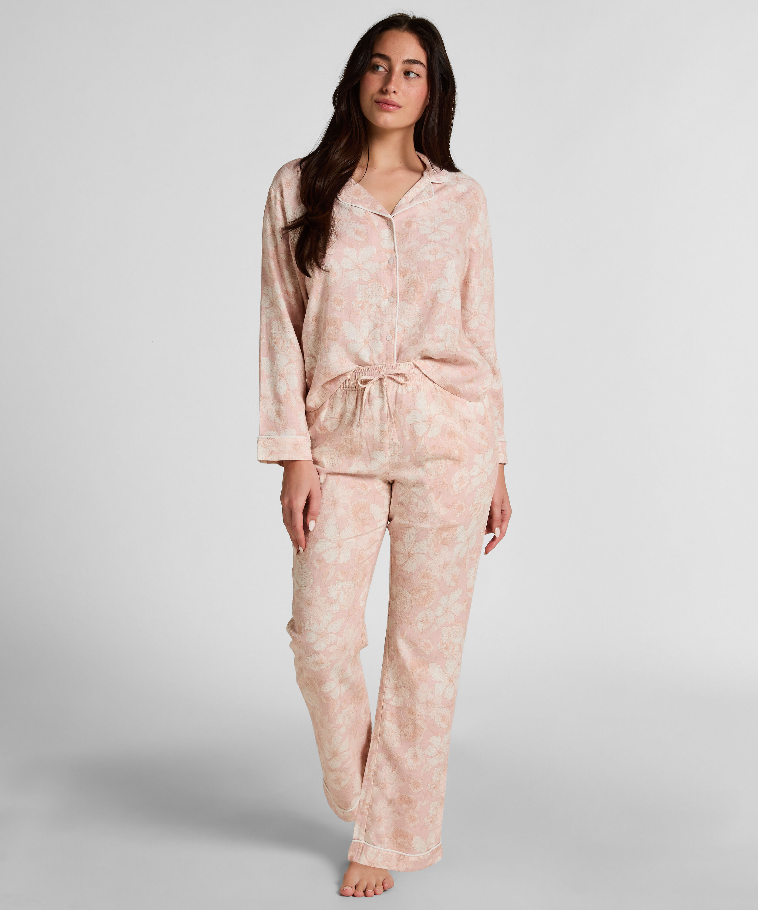 Flower Linen Hose, Rosa