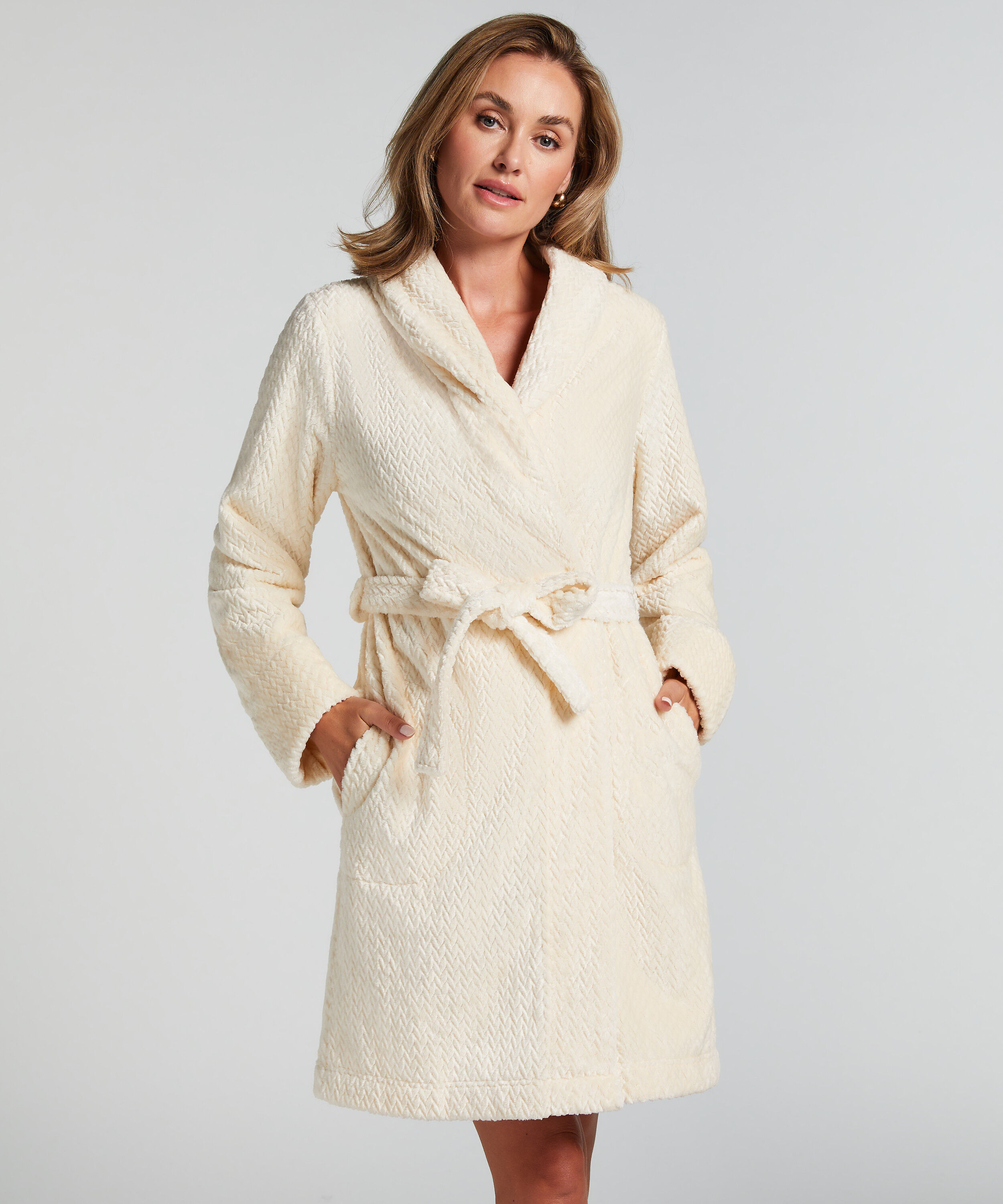 Bademantel Fleece, Weiß Bademantel Fleece, Weiß