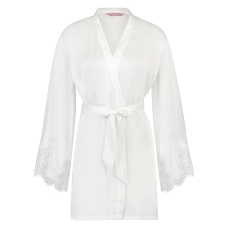 Kimono Lace Satin, Weiß