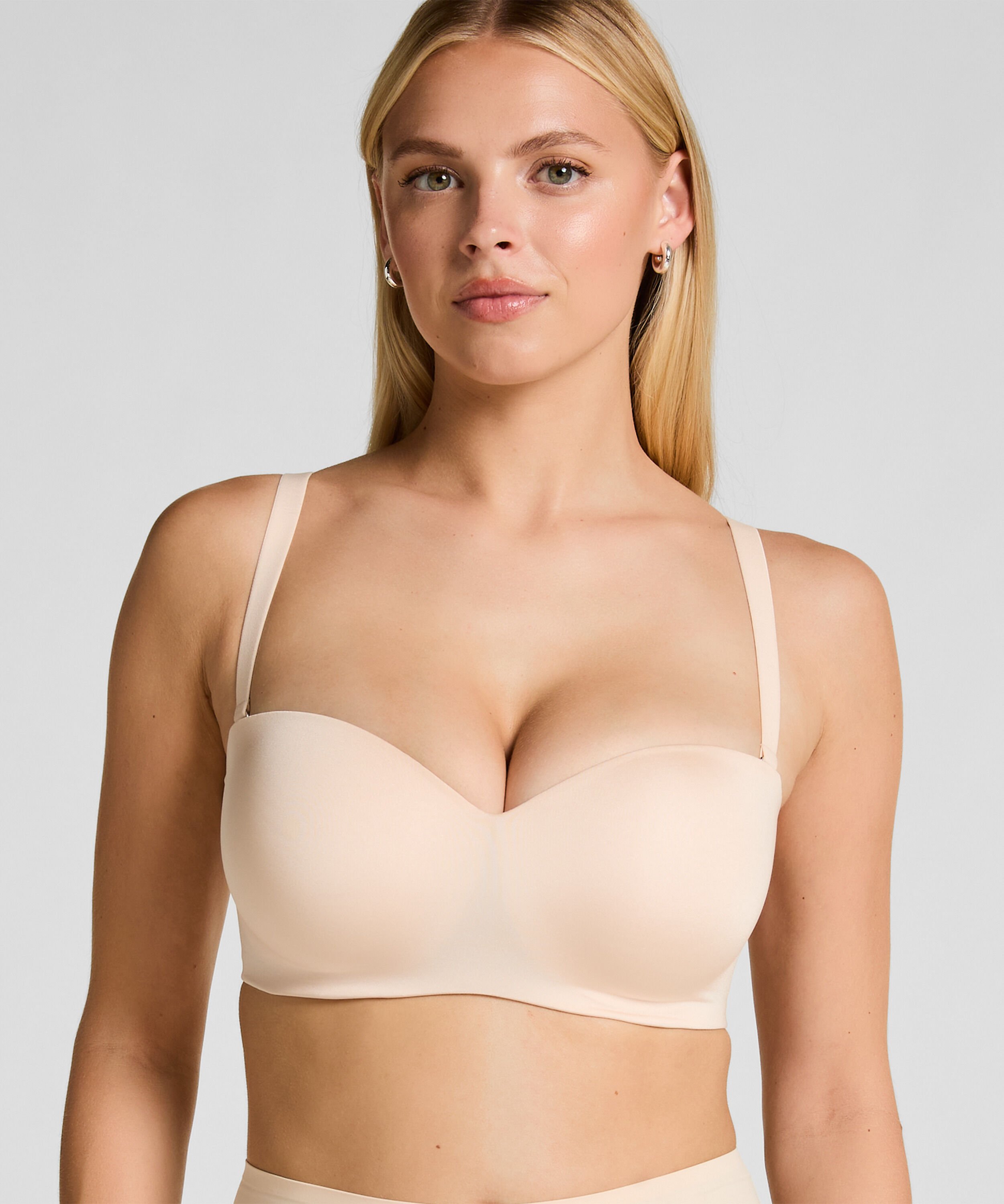 Gepolsterter trägerloser Push-Up BH mit Bügeln Smooth, Beige Gepolsterter trägerloser Push-Up BH mit Bügeln Smooth, Beige