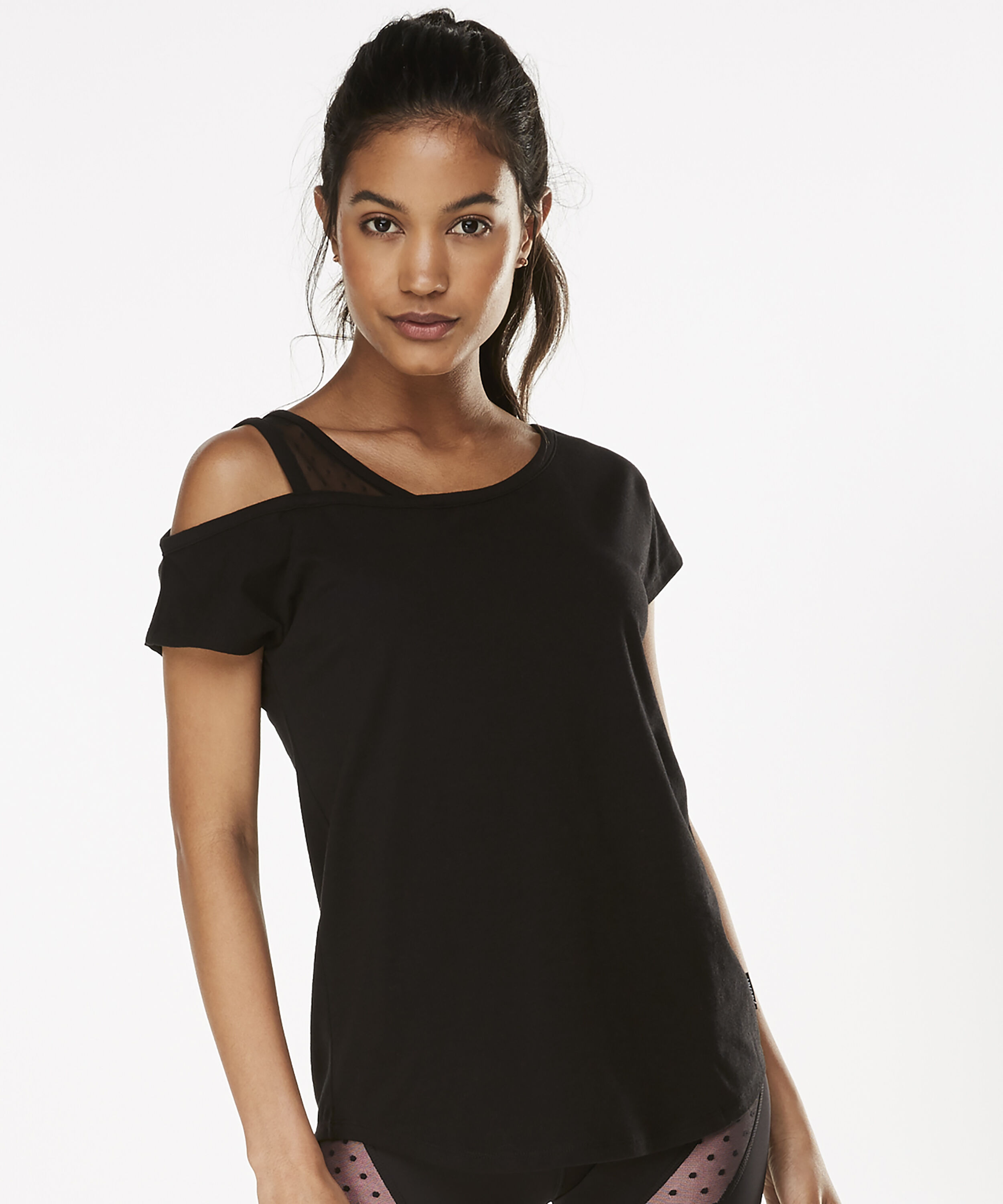 HKMX Kurzarm-Sport-Shirt Branded, Schwarz