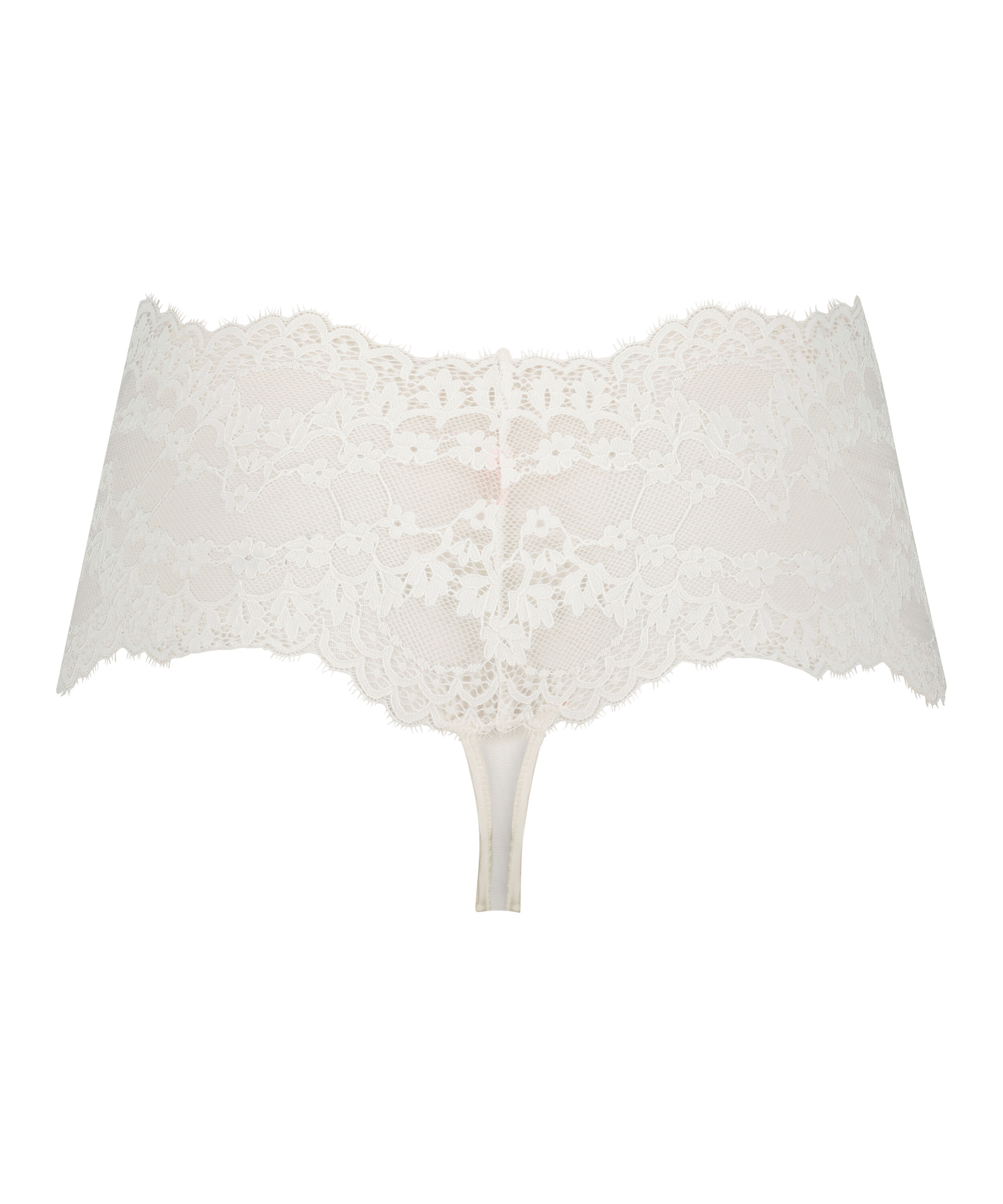 Hunkemöller Boxerstring ‚Diva‘ – Off-White Mit Blumenstickerei & Spitze, Größe S